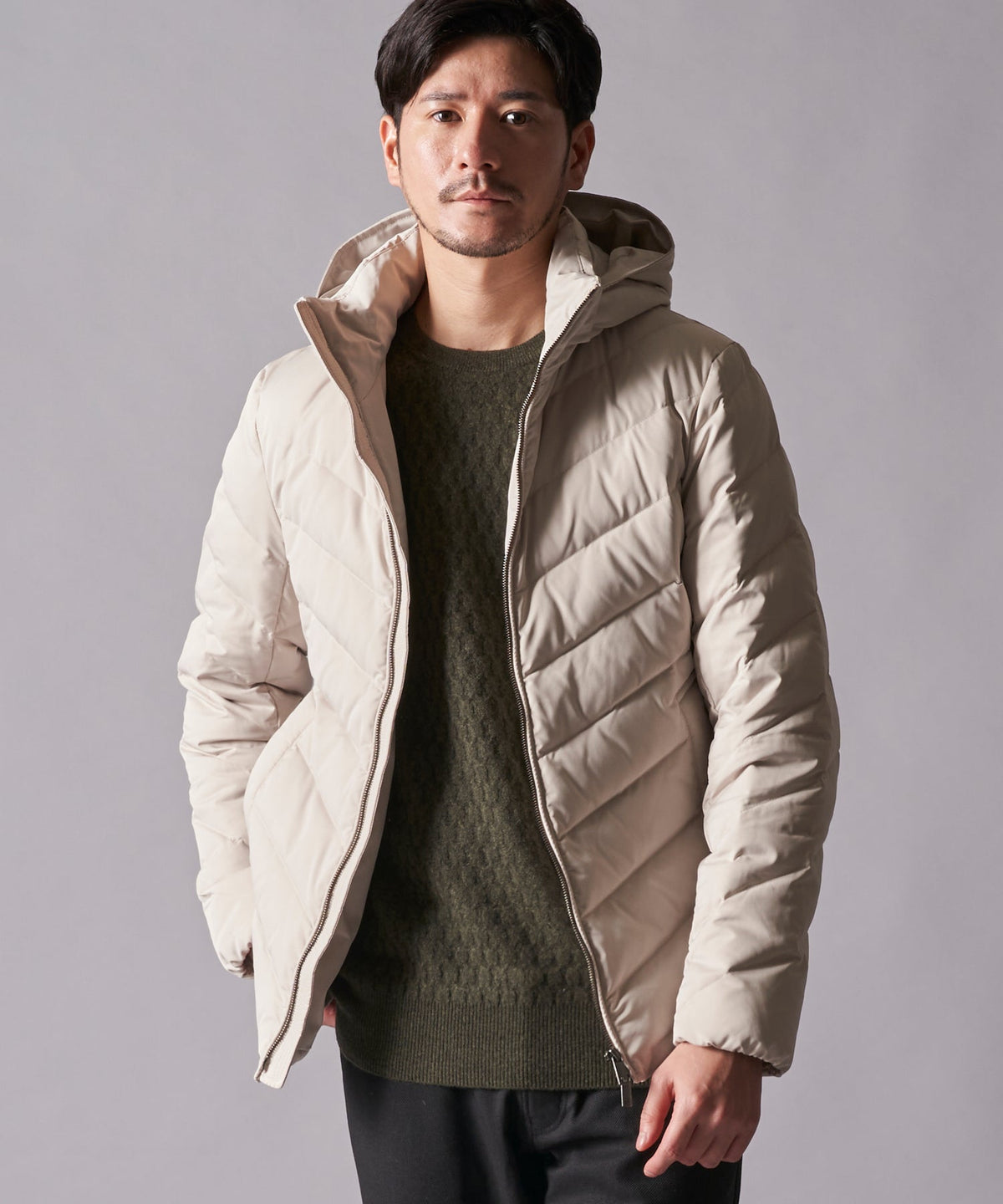 TETE HOMME｜キルティングダウンフードブルゾン メンズ ブルゾン