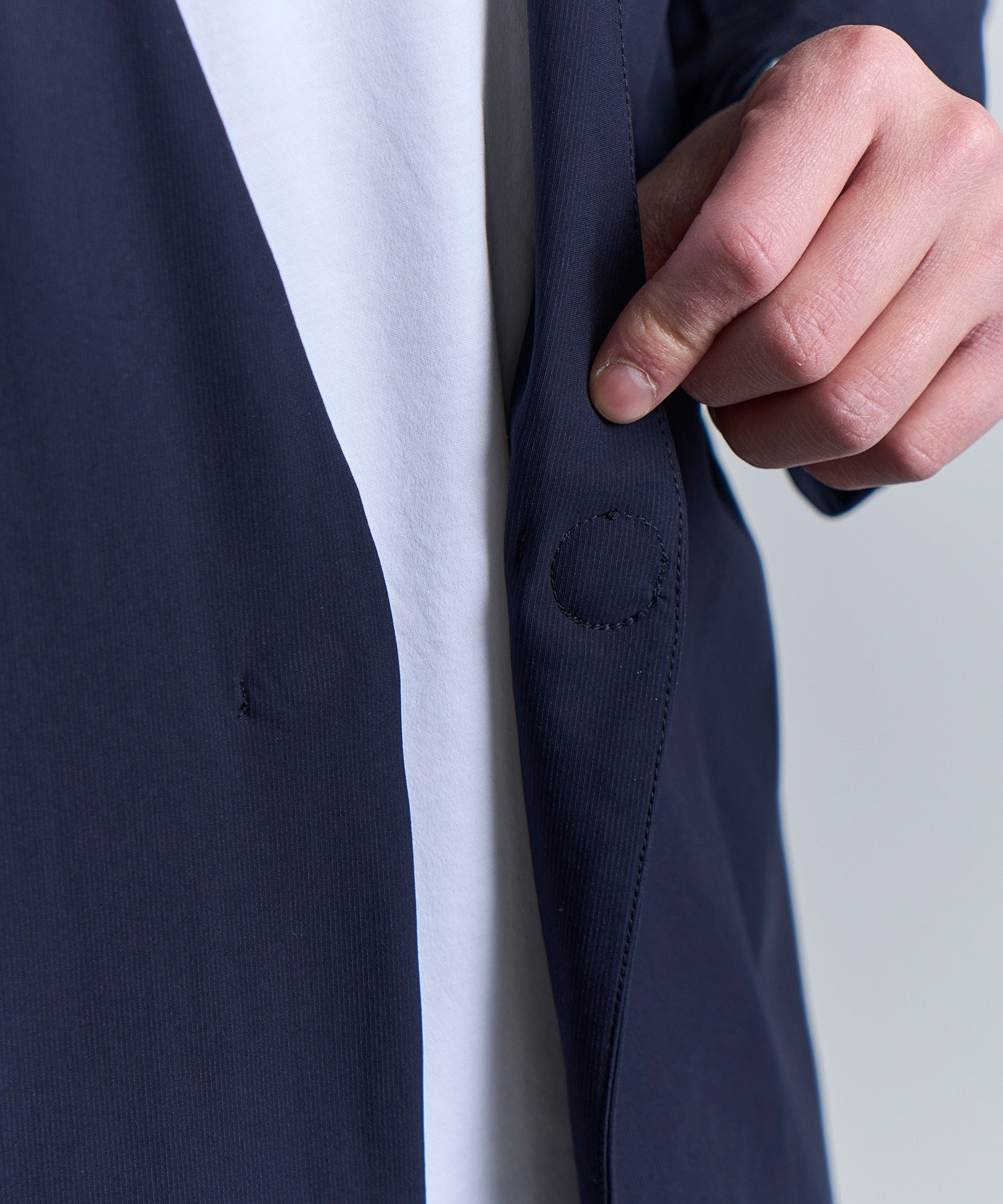 ストレッチナイロンノーカラージャケット