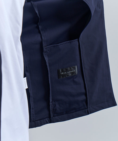 ストレッチナイロンノーカラージャケット