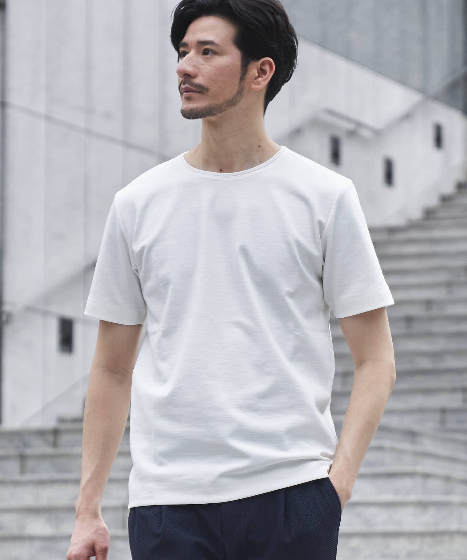 メランジクルーネックTシャツ