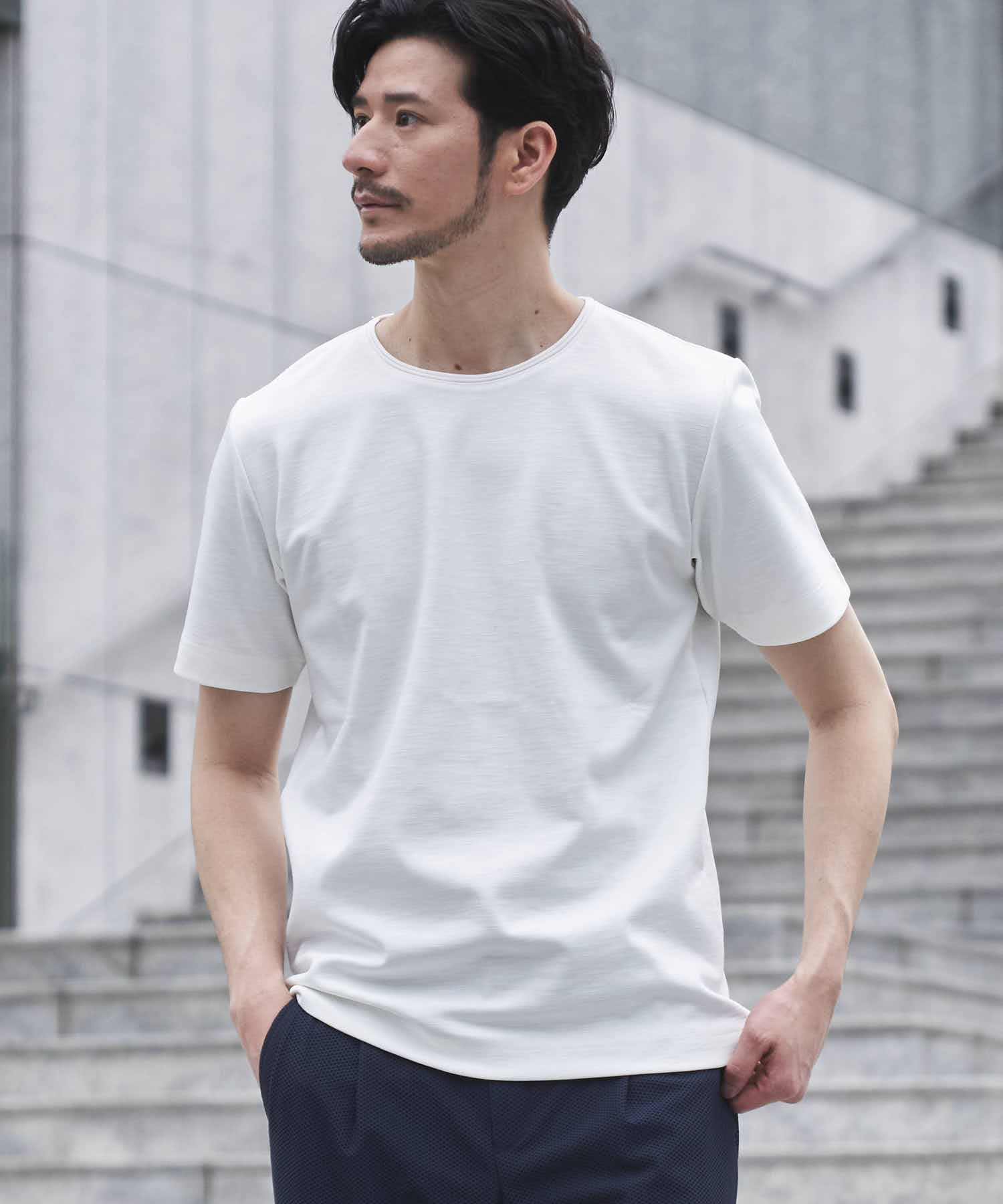 メランジクルーネックTシャツ