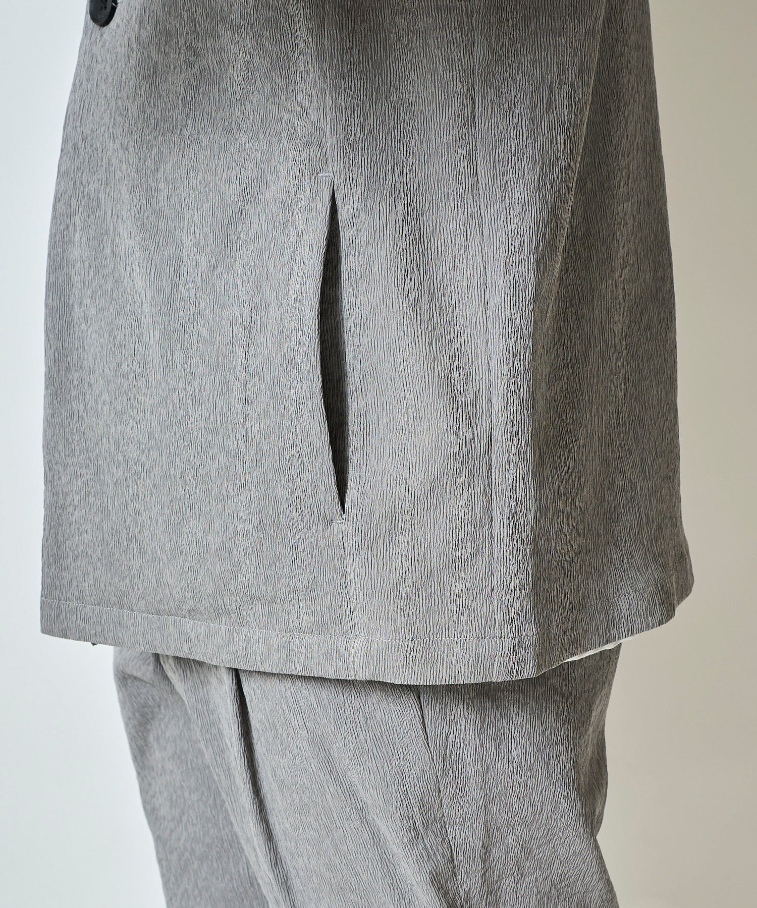 楊柳ストレッチノーカラージャケット