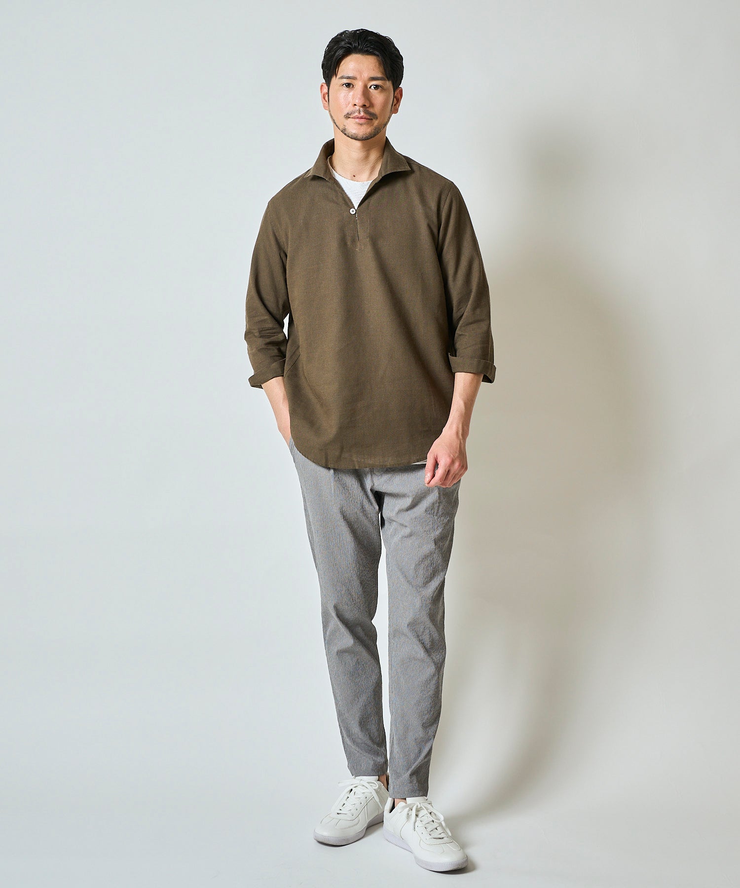 ハードマンリネン / Herdmans Linen 7分袖カプリシャツ / スキッパーシャツ