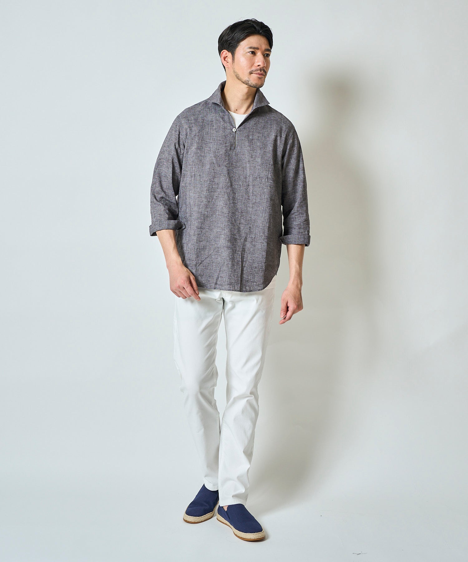 ハードマンリネン / Herdmans Linen 7分袖カプリシャツ / スキッパーシャツ