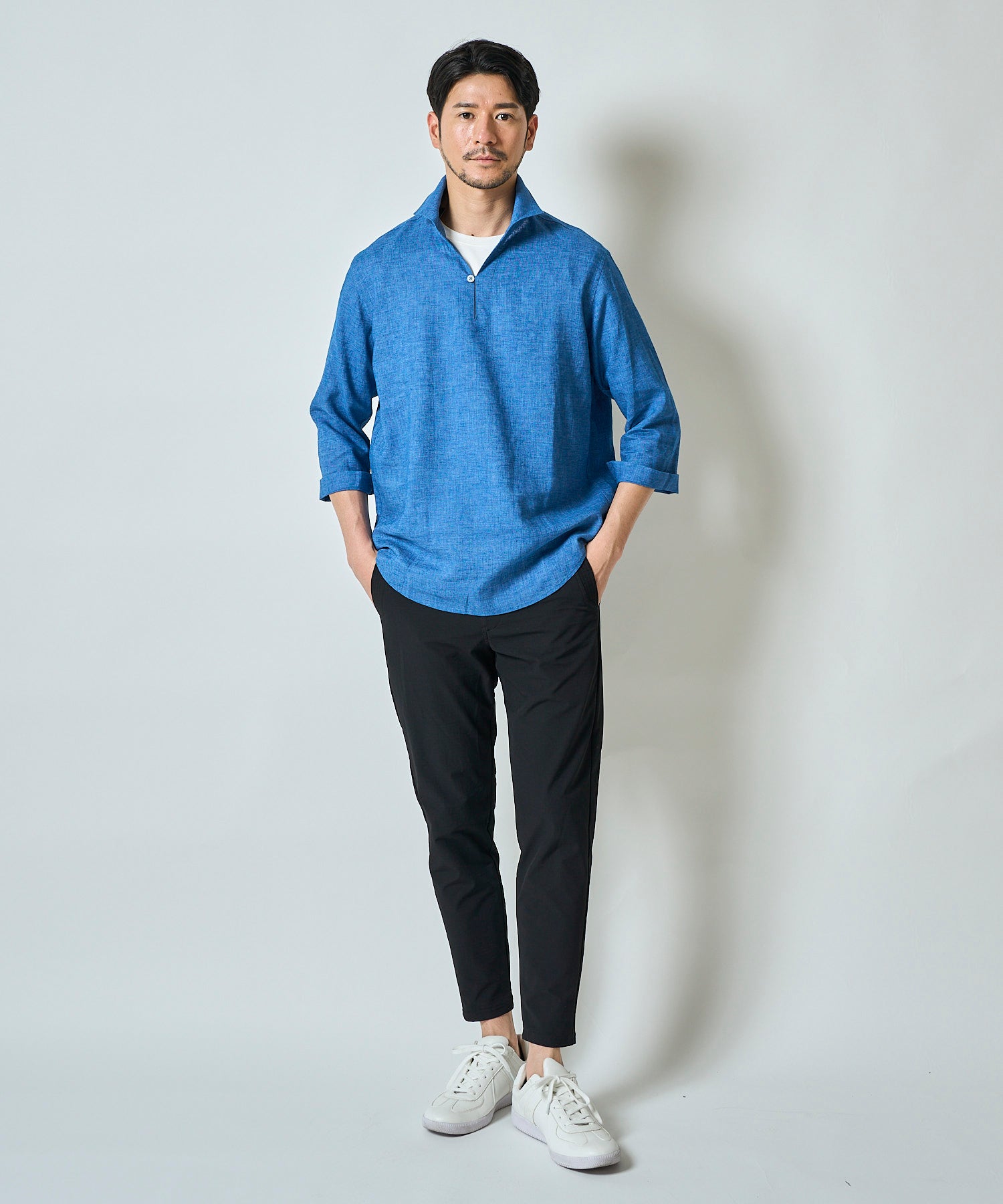 ハードマンリネン / Herdmans Linen 7分袖カプリシャツ / スキッパーシャツ