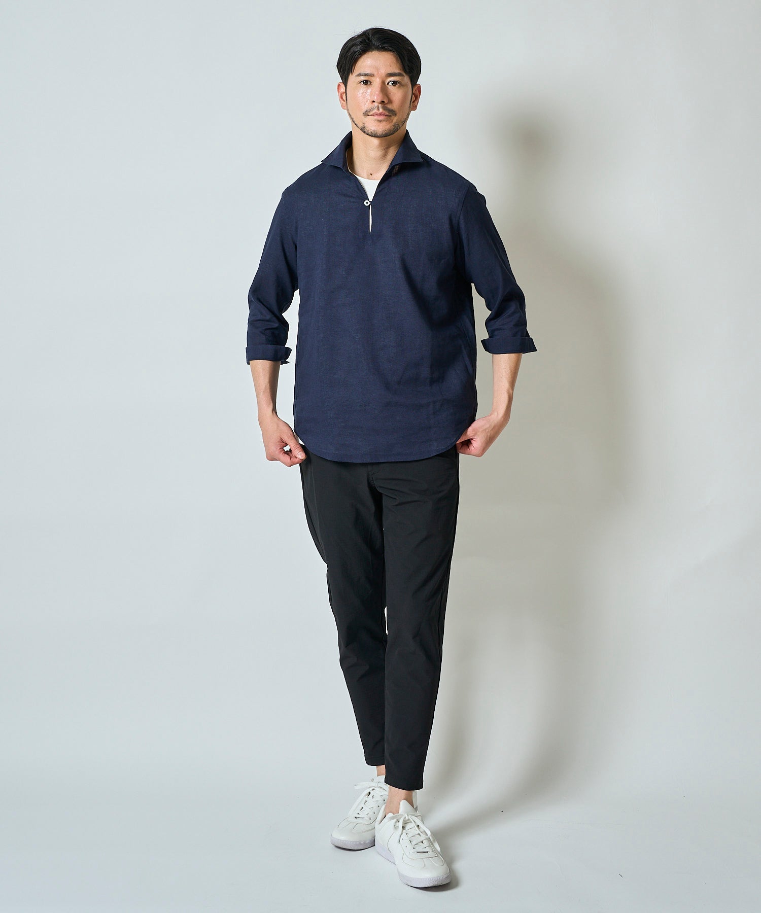 ハードマンリネン / Herdmans Linen 7分袖カプリシャツ / スキッパーシャツ