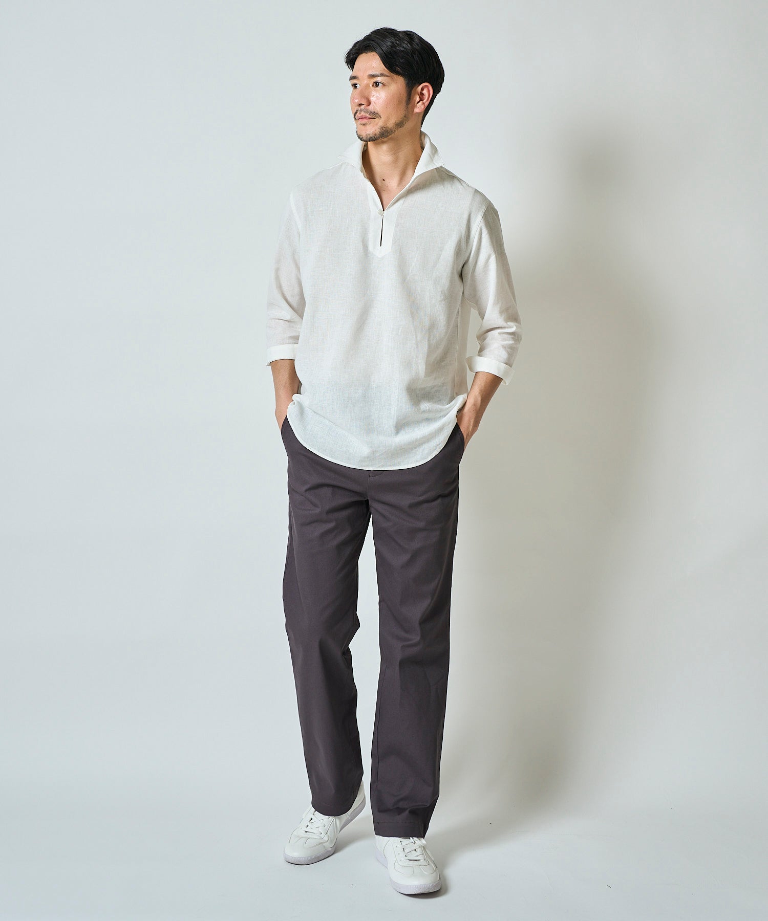 ハードマンリネン / Herdmans Linen 7分袖カプリシャツ / スキッパーシャツ