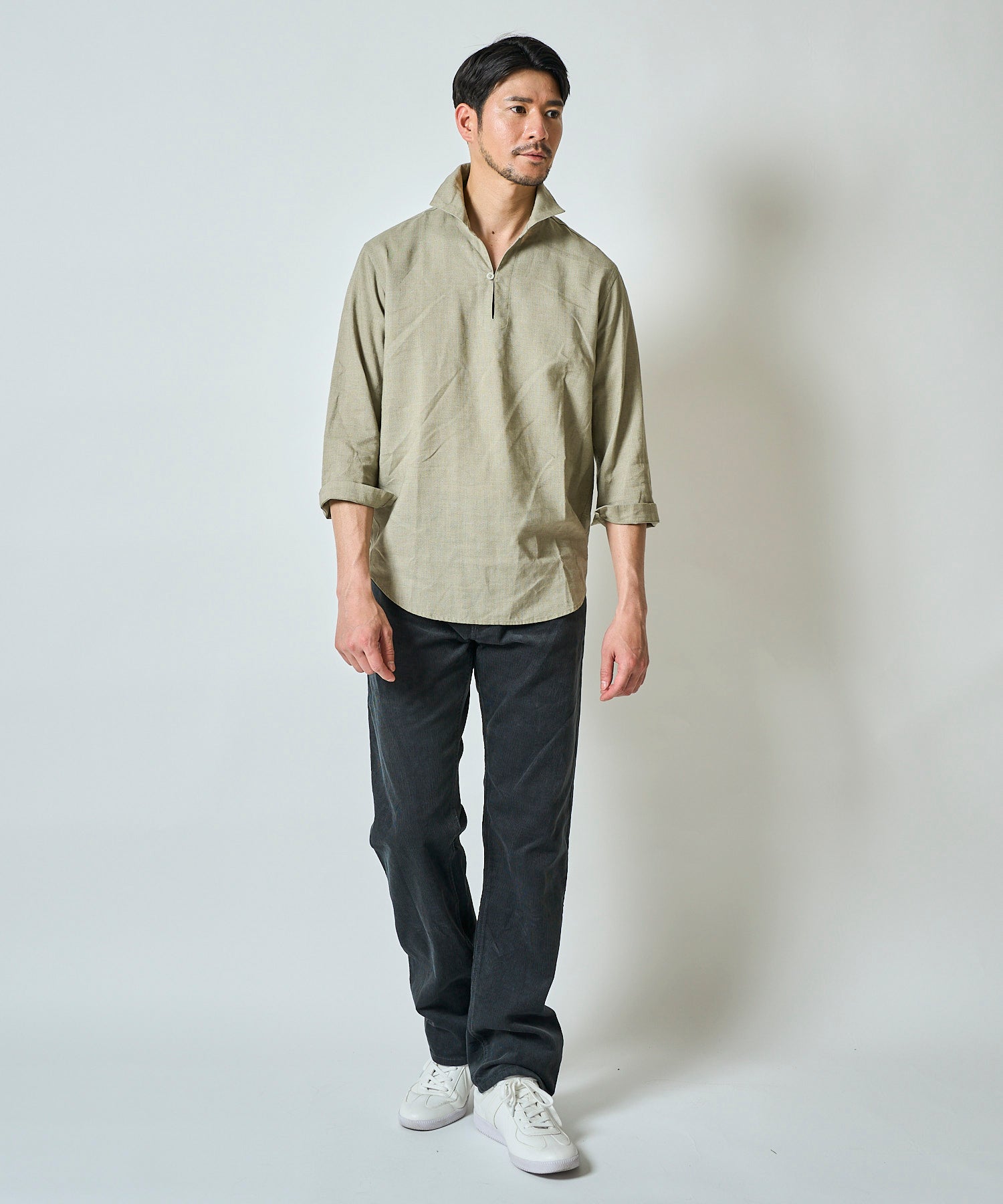 ハードマンリネン / Herdmans Linen 7分袖カプリシャツ / スキッパーシャツ