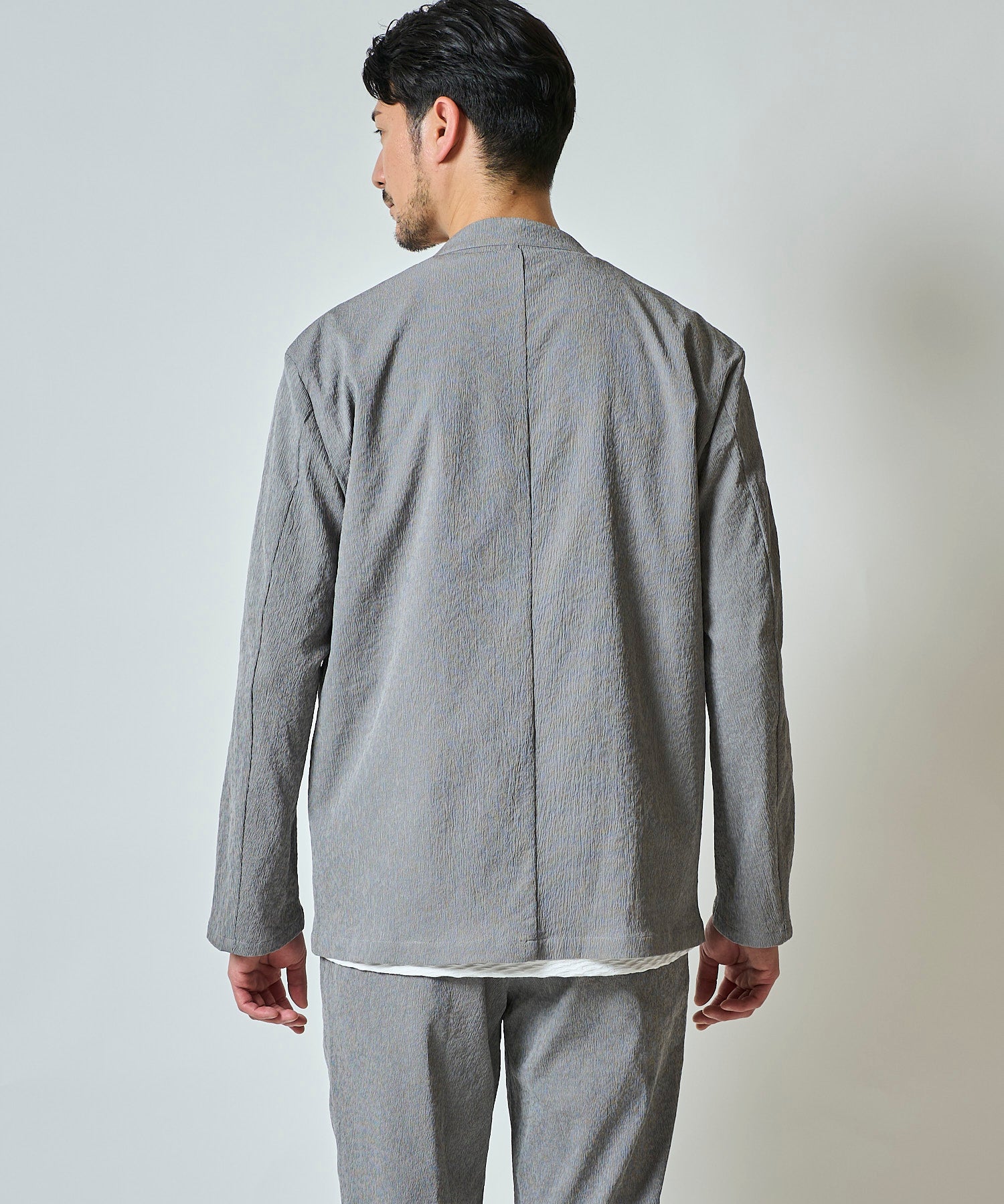 楊柳ストレッチノーカラージャケット