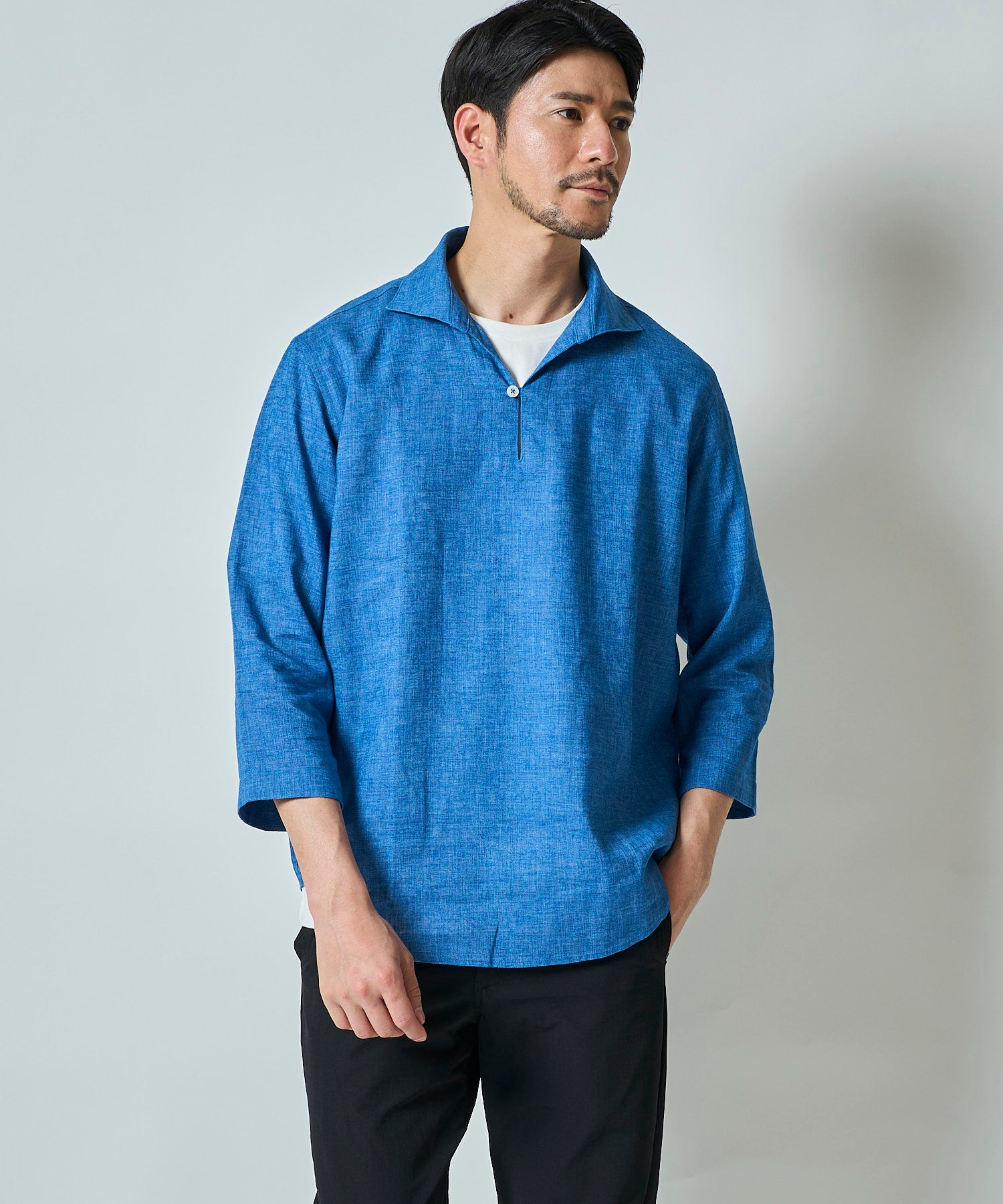 ハードマンリネン / Herdmans Linen 7分袖カプリシャツ / スキッパーシャツ