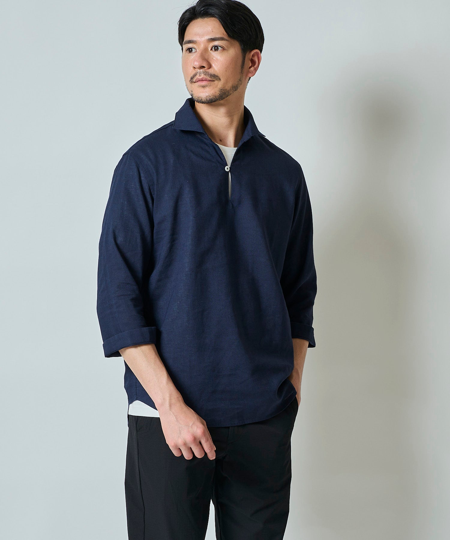 ハードマンリネン / Herdmans Linen 7分袖カプリシャツ / スキッパーシャツ