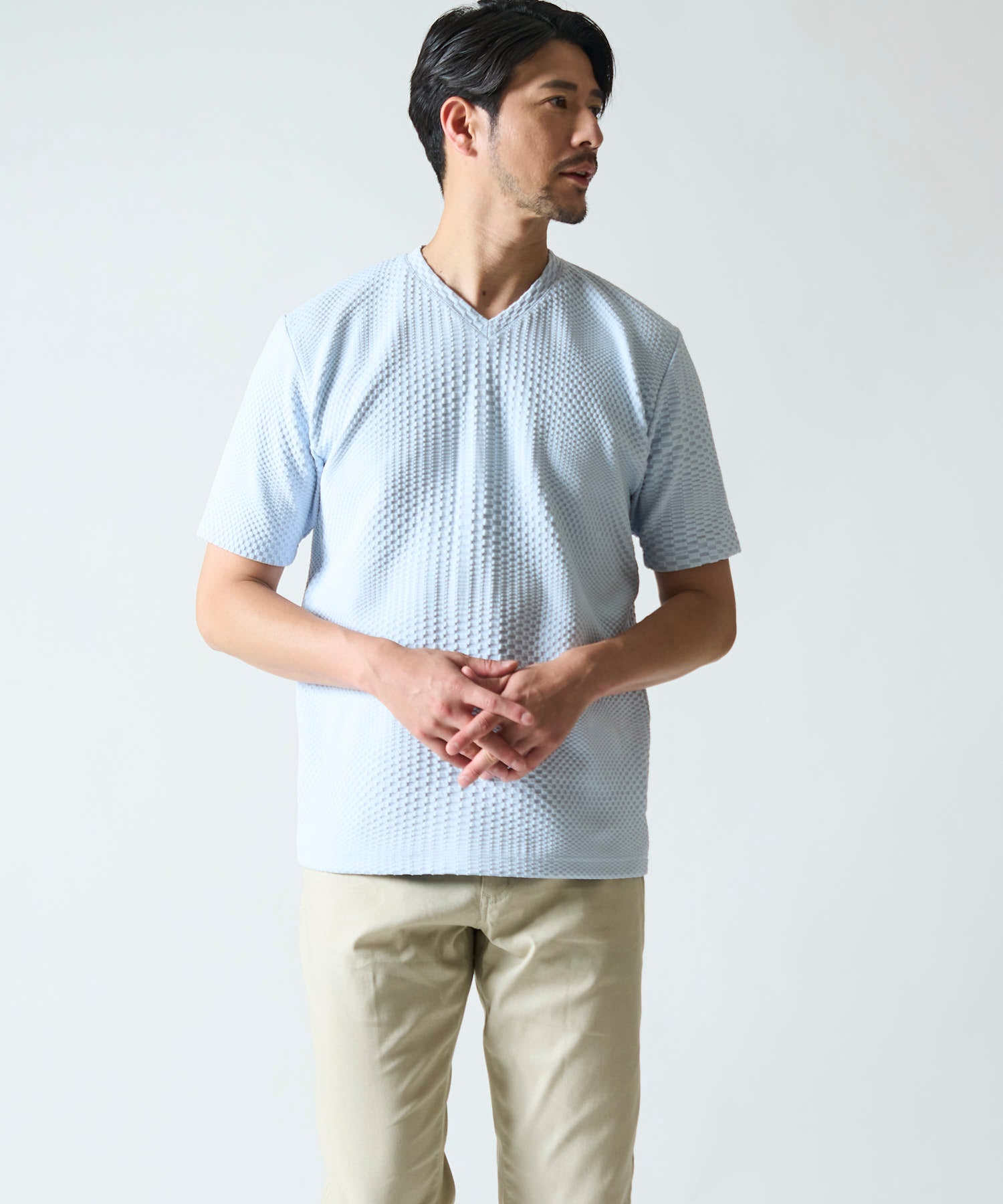 ブリスタージャガードVネックTシャツ