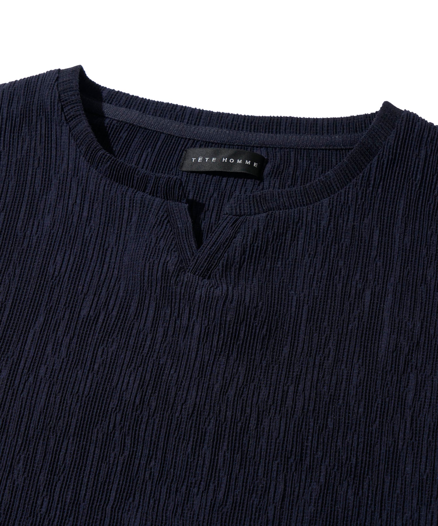 楊柳スキッパーキーネックTシャツ