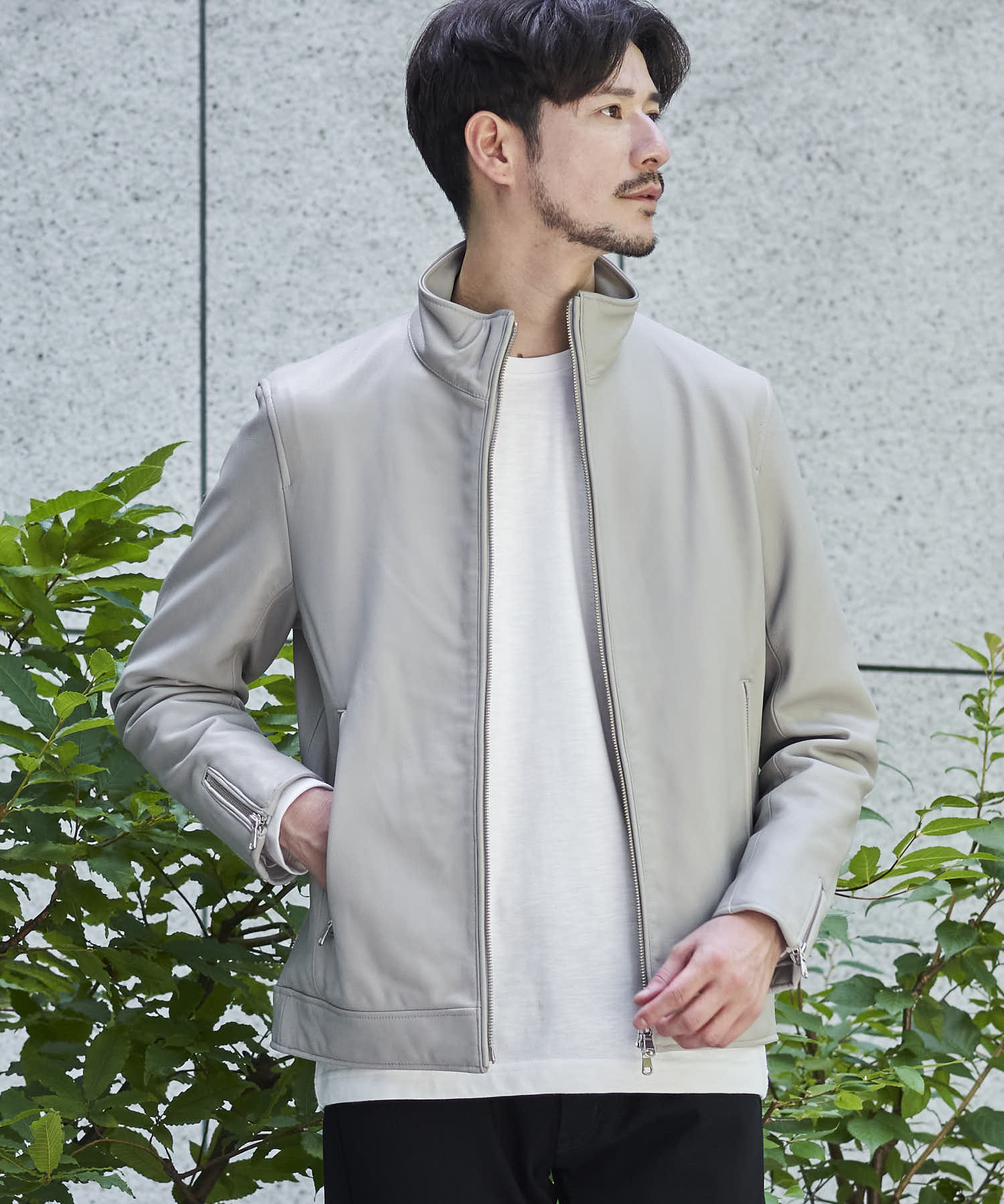 TETE HOMME｜テットオム スタンドカラーレザーブルゾン メンズ レザー 