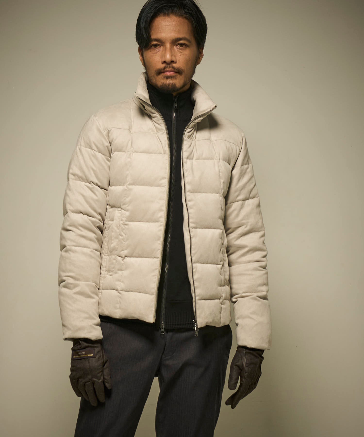 スエードダウンブルゾン