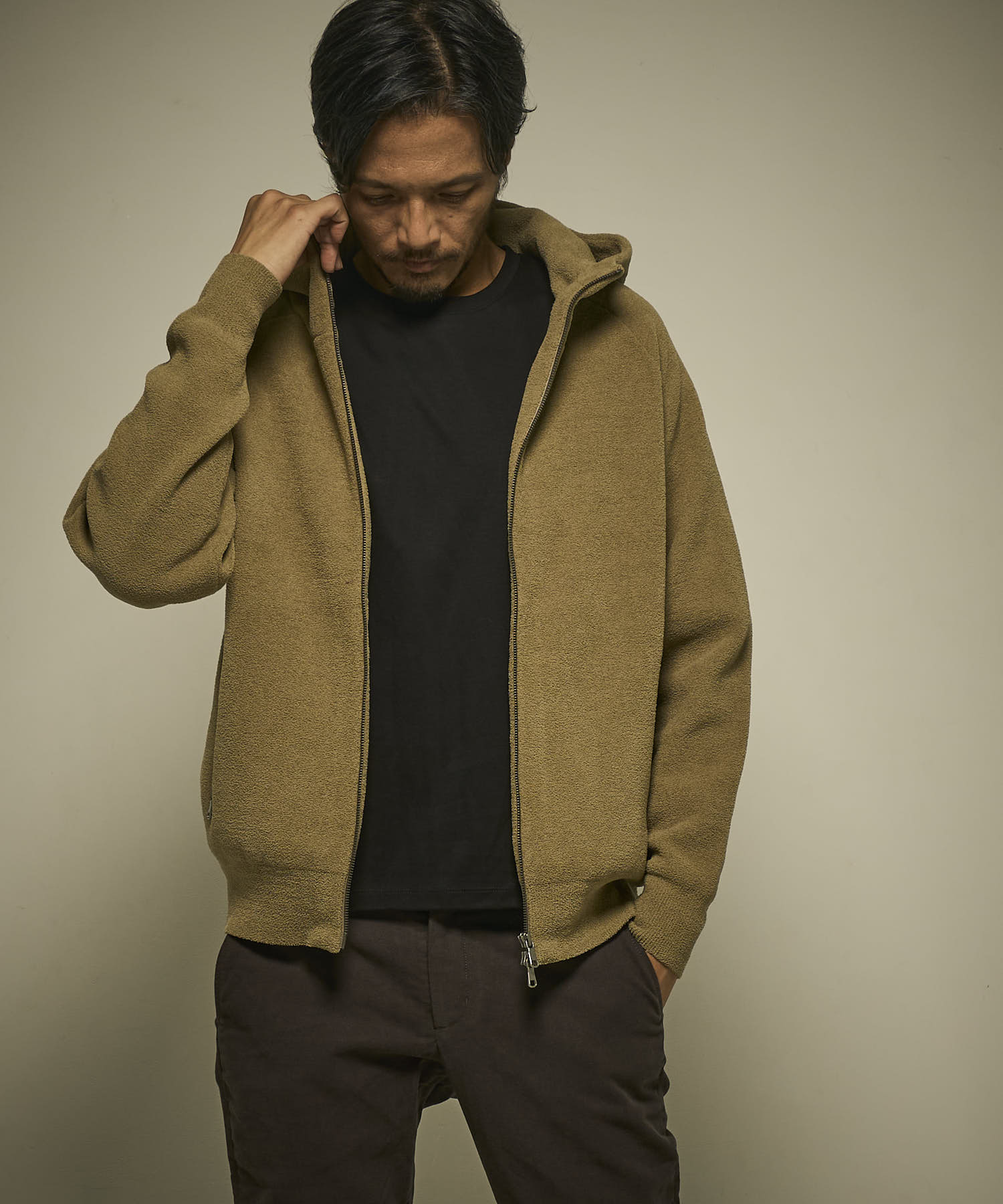 モールニットフードブルゾン