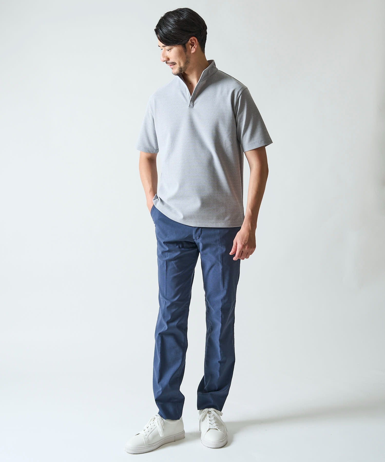 【WEB限定】冷感 メッシュボンディング ストレッチテーパードスラックスパンツ