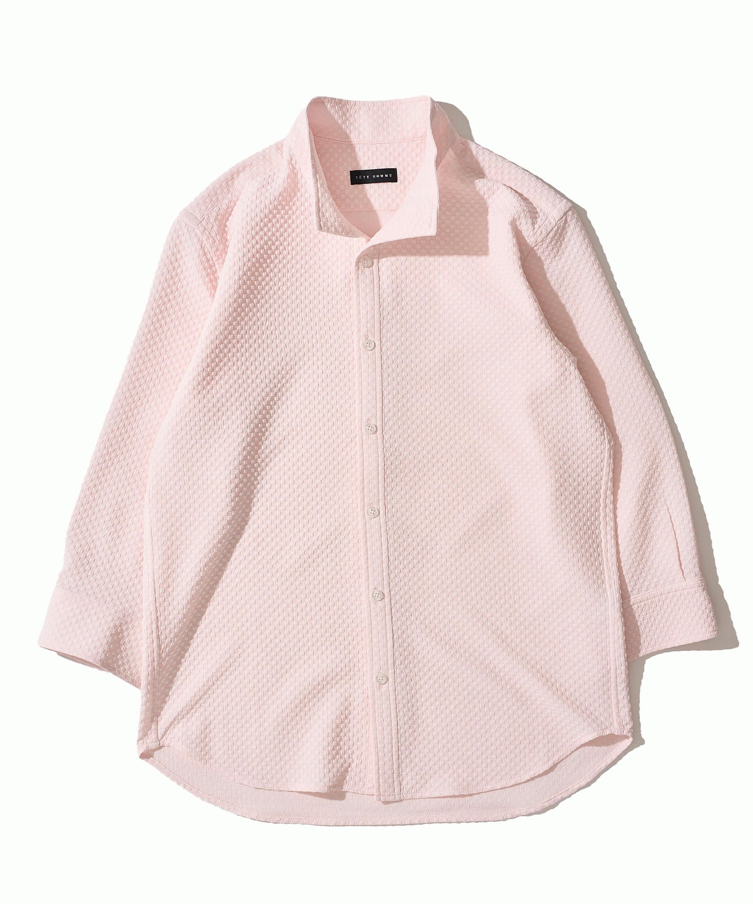 サッカーギンガム7分袖カットシャツ