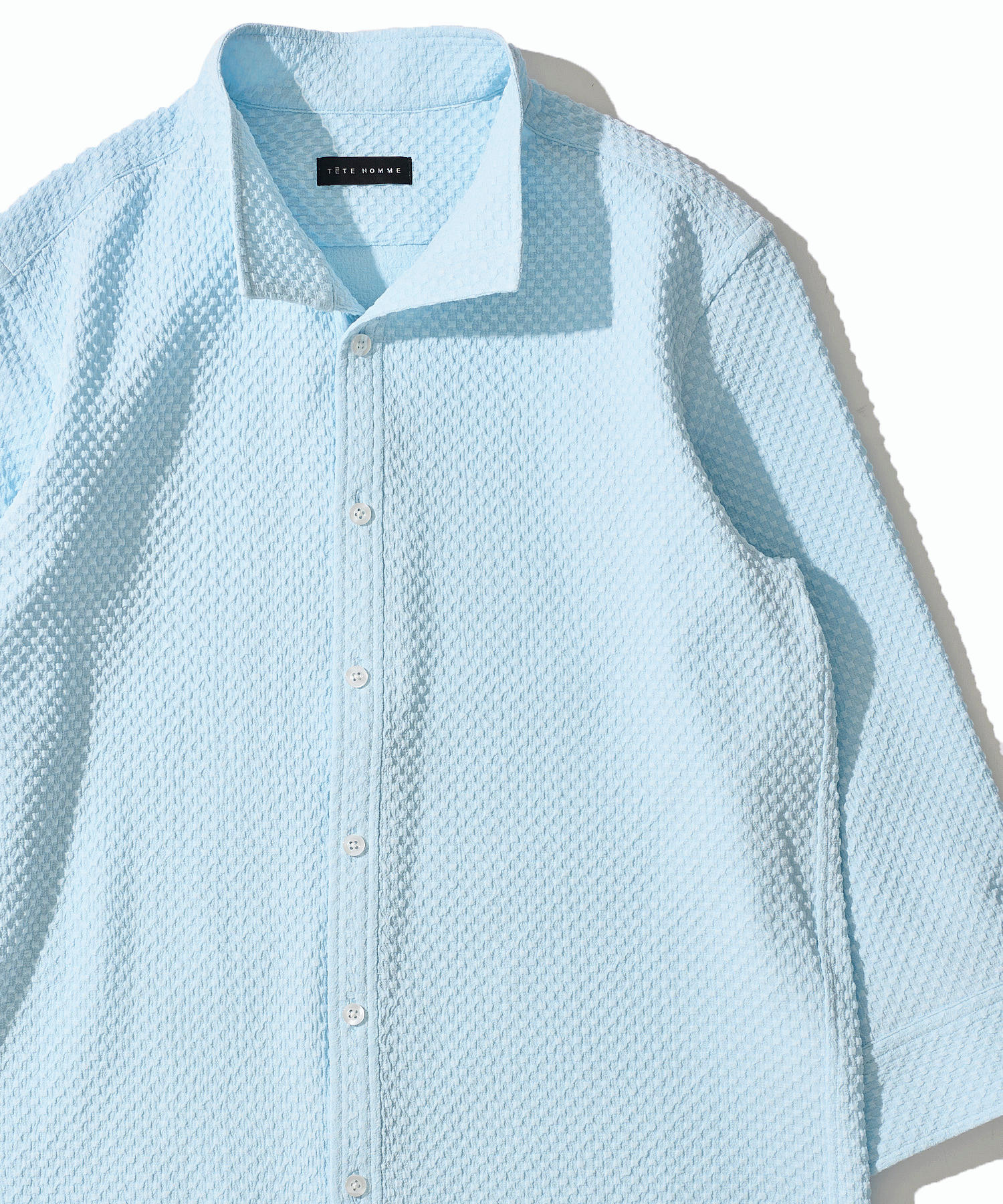 サッカーギンガム7分袖カットシャツ