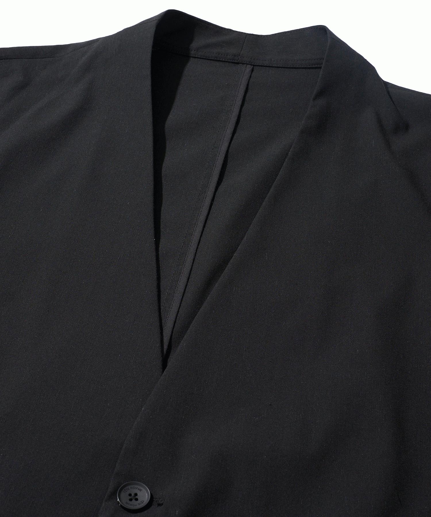 リネンなのにチクチクしない ノーカラージャケット