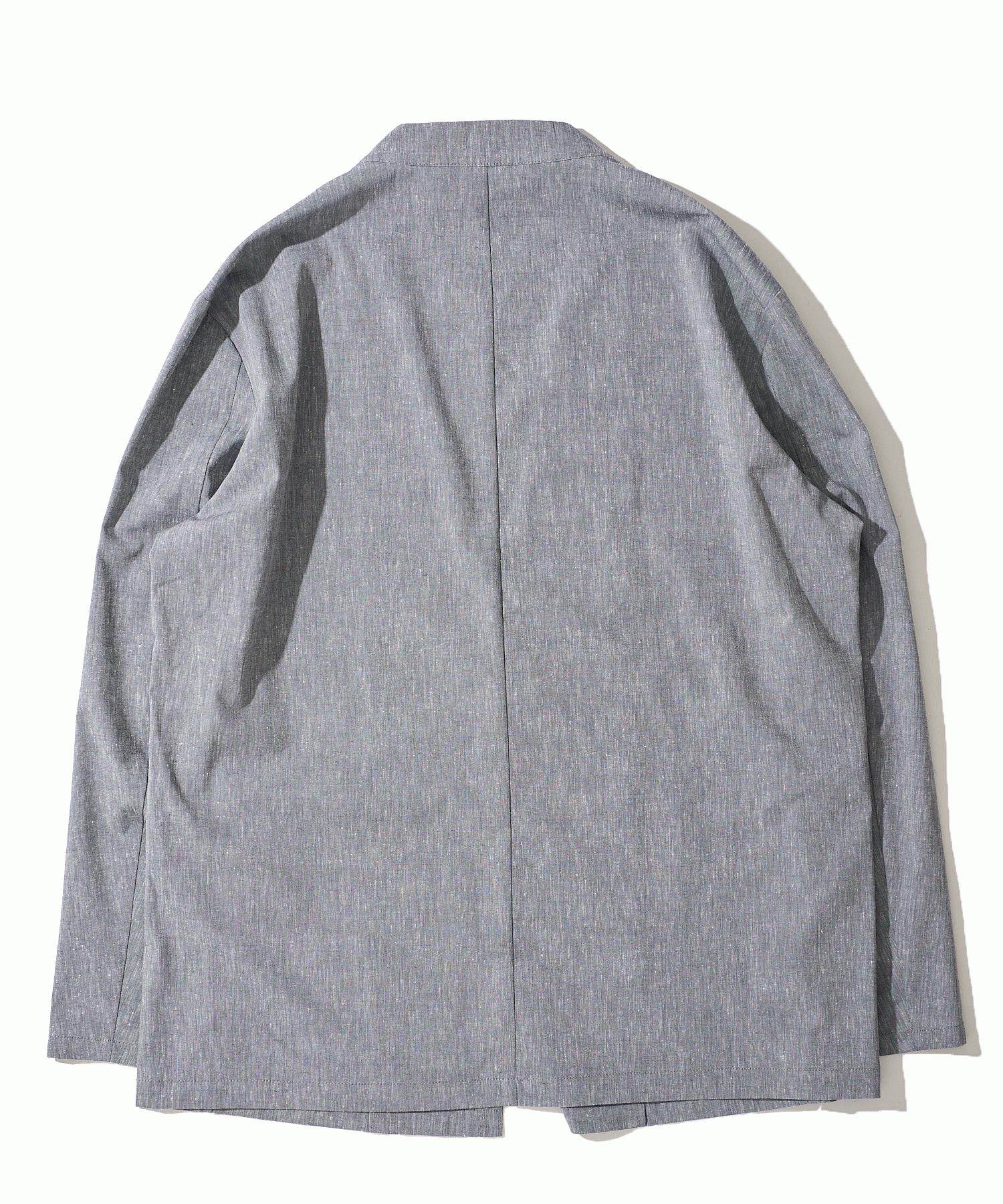 リネンなのにチクチクしない ノーカラージャケット