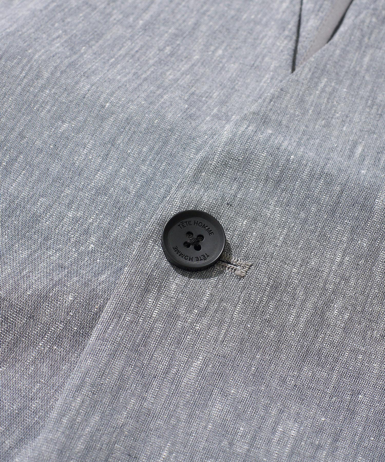 リネンなのにチクチクしない ノーカラージャケット