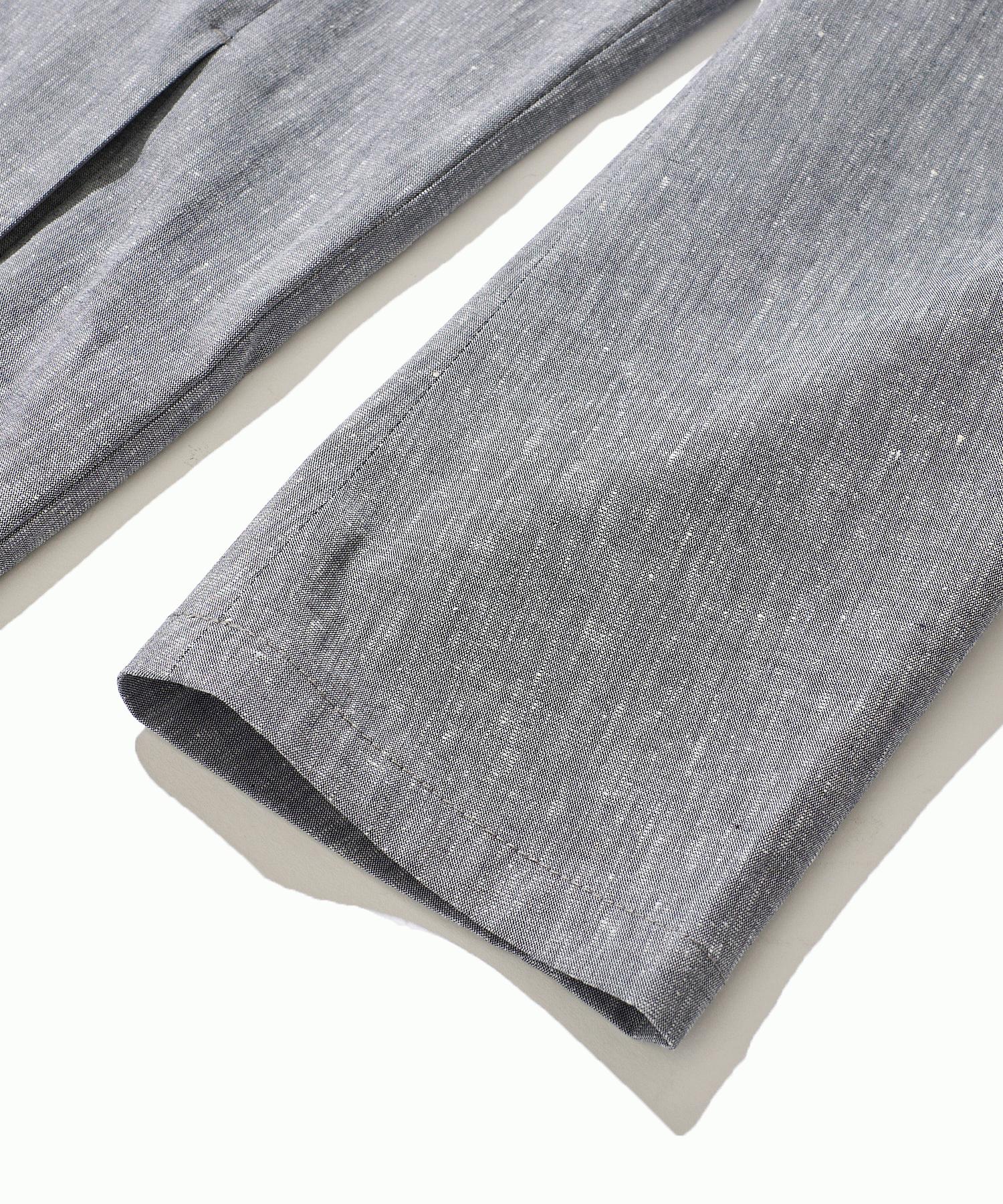 リネンなのにチクチクしない ノーカラージャケット