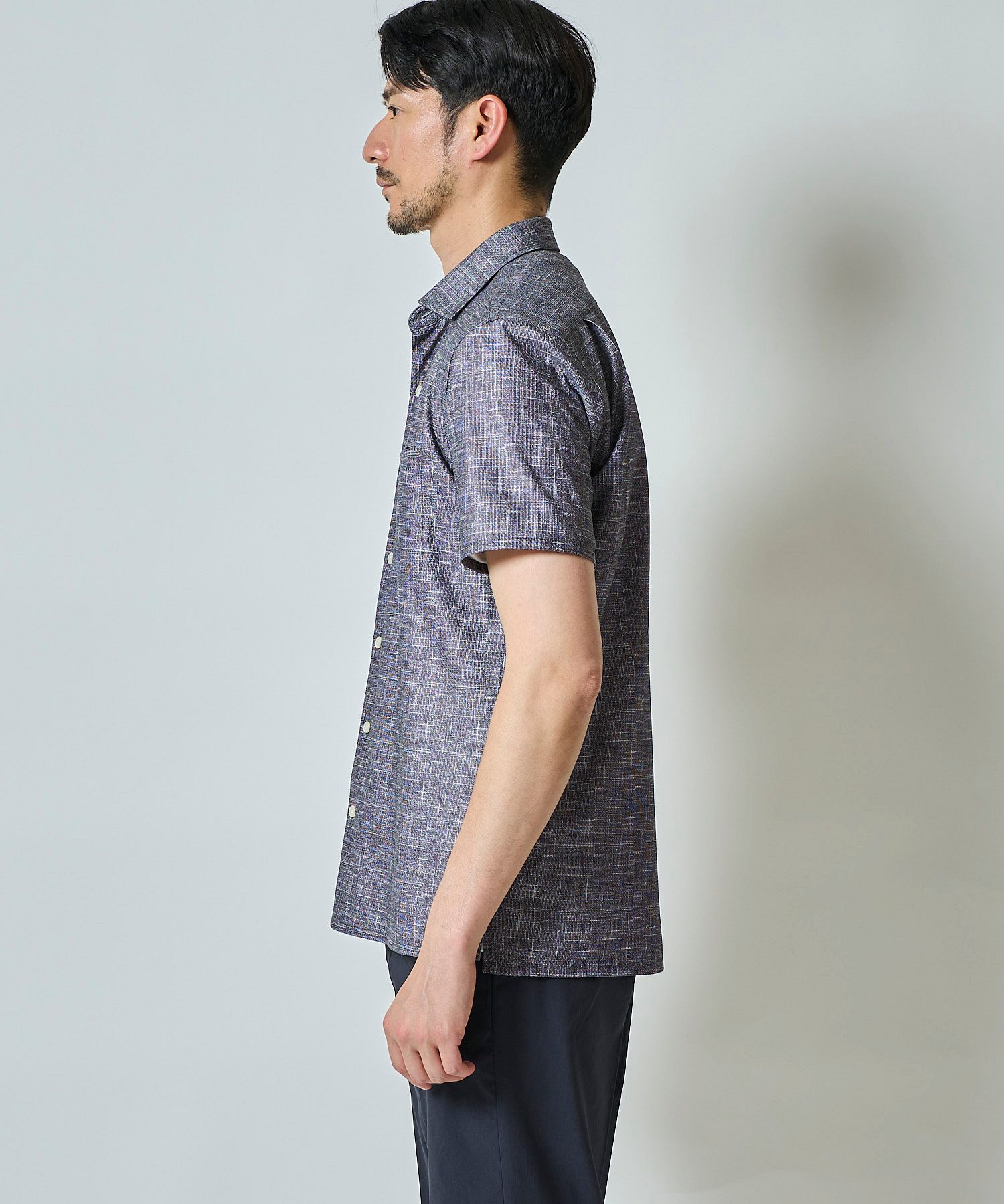 メッシュプリント半袖シャツ