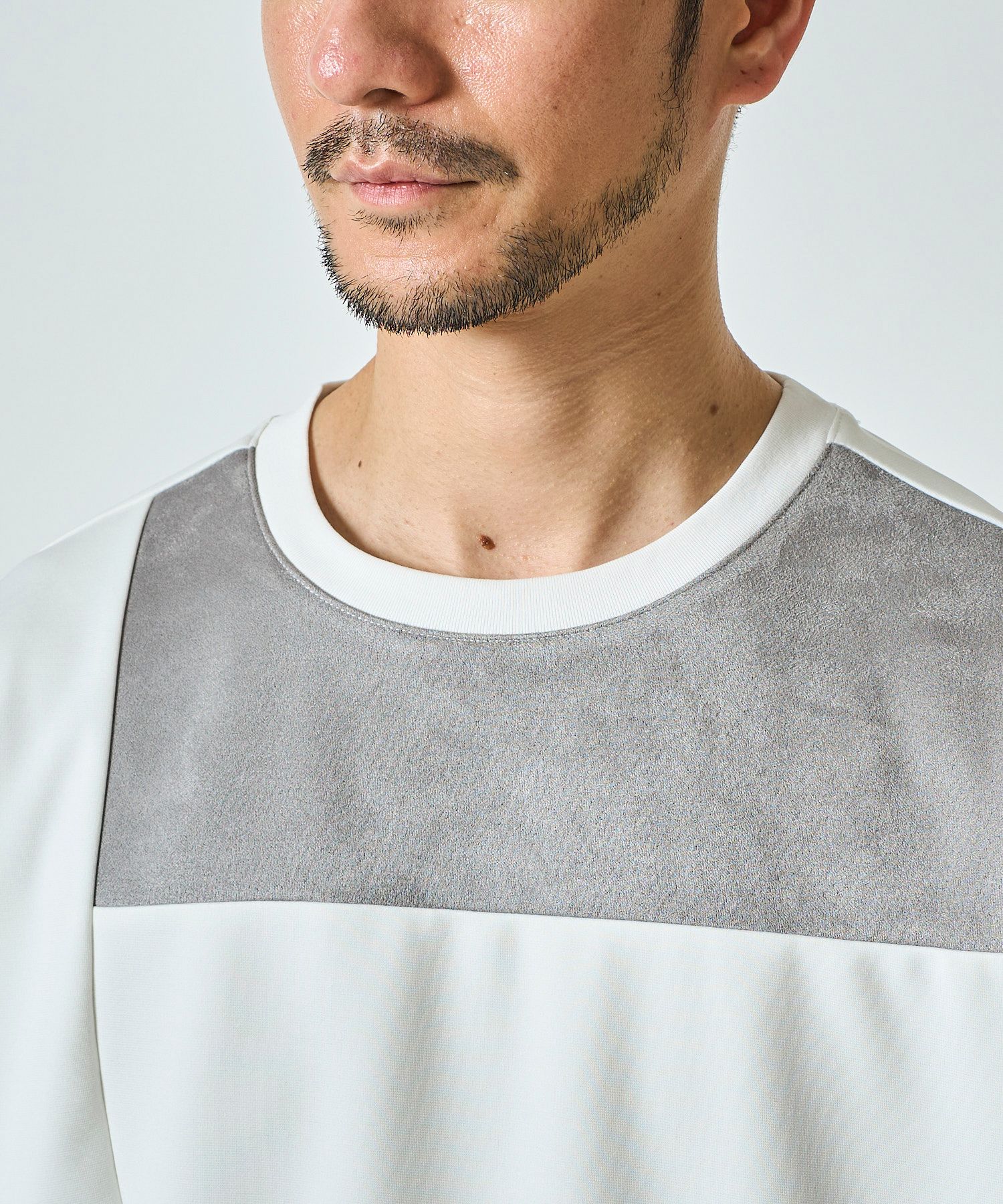 ポンチスエード切替えTシャツ