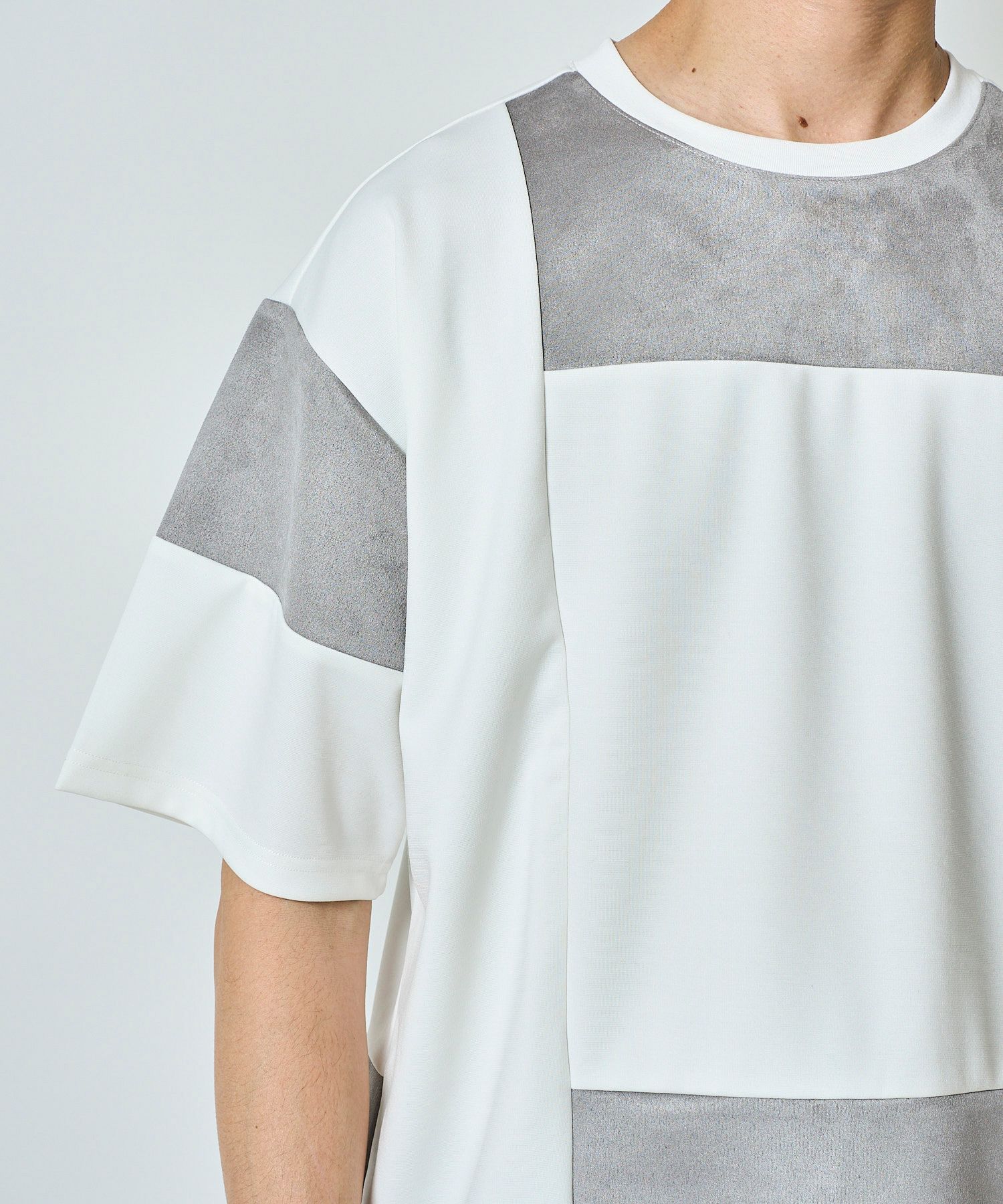 ポンチスエード切替えTシャツ