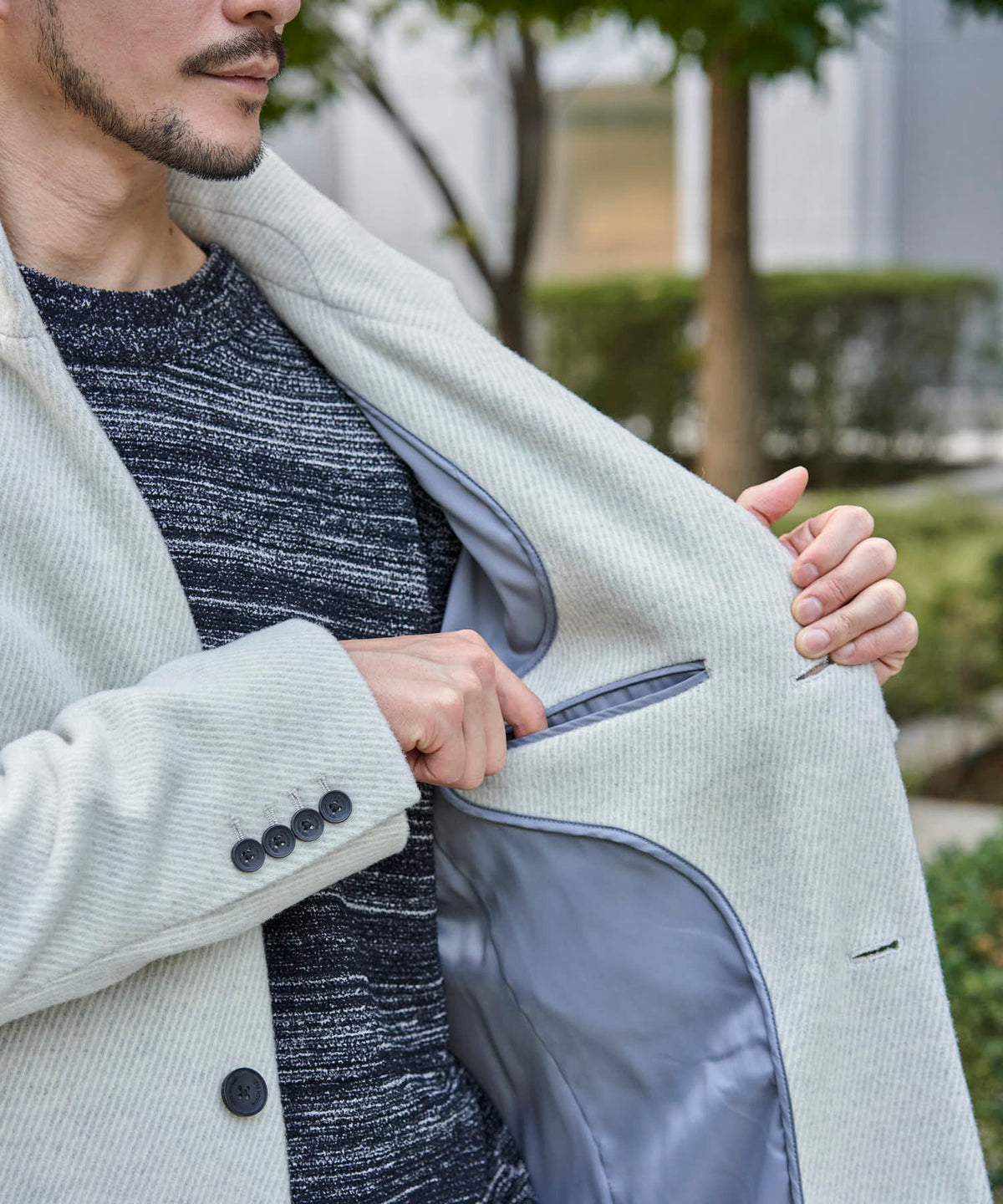 【決算セール限定価格】カシミヤスタンドカラーコート