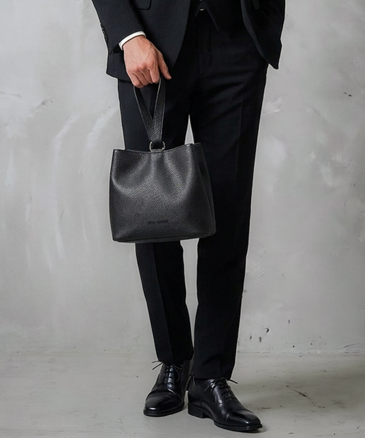 【WEB限定】Split Leather One Handle Drawstring Bag / スプリットレザー ワンハンドル 巾着バッグ