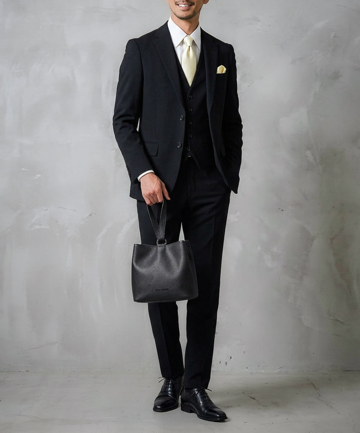 【WEB限定】Split Leather One Handle Drawstring Bag / スプリットレザー ワンハンドル 巾着バッグ