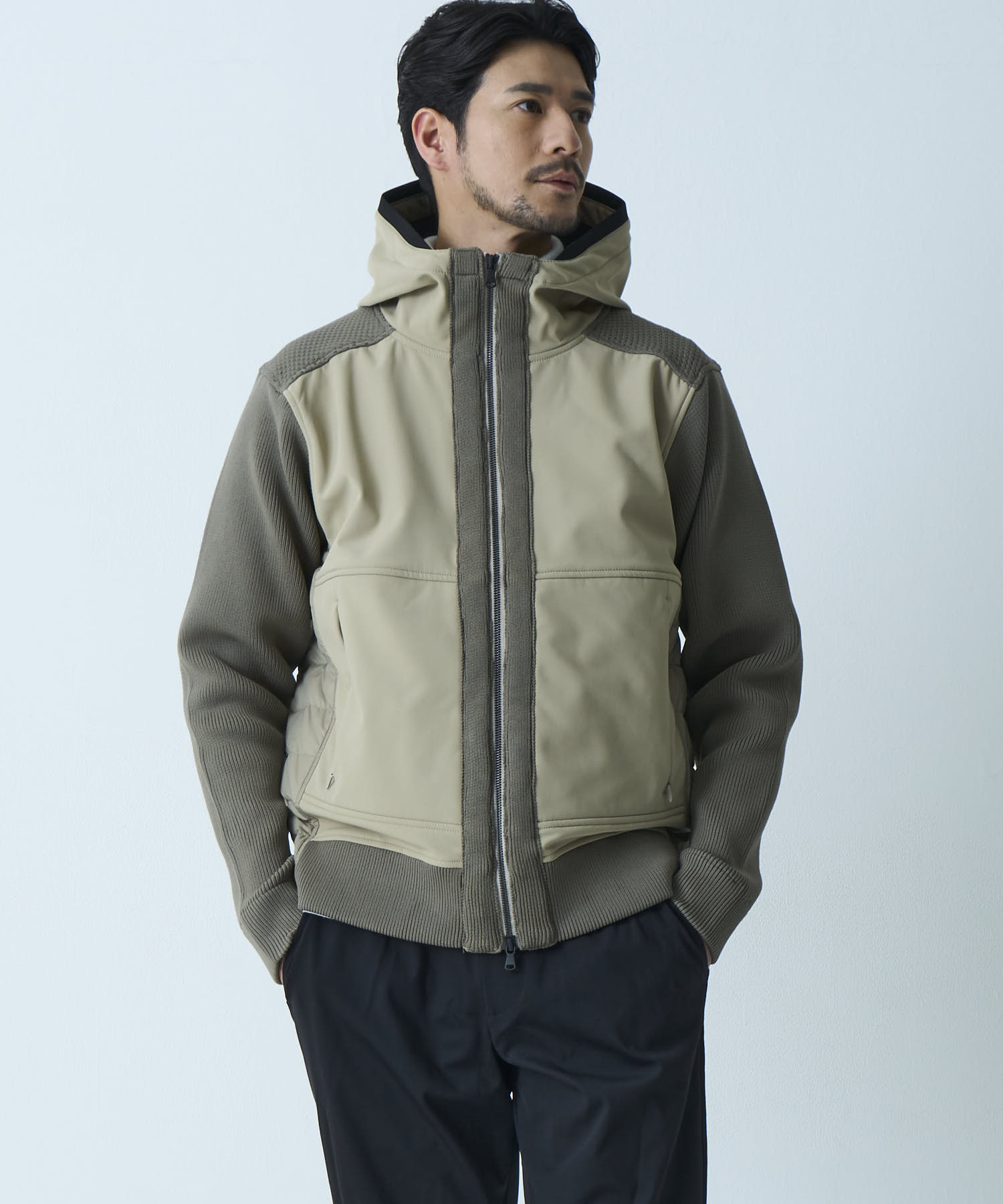 【最終値下げ】ニットコンビダウンフードブルゾン