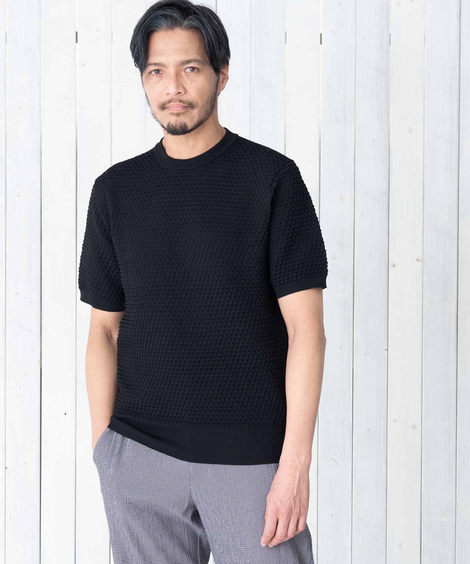 ブリスター半袖ニット