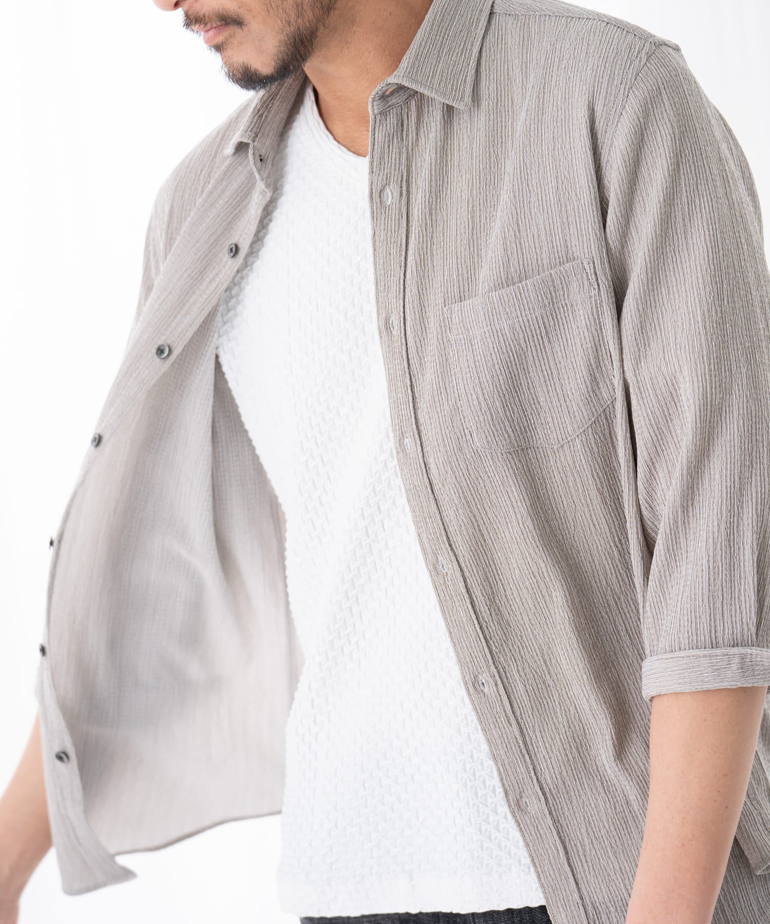 楊柳ストレッチ七分袖シャツ