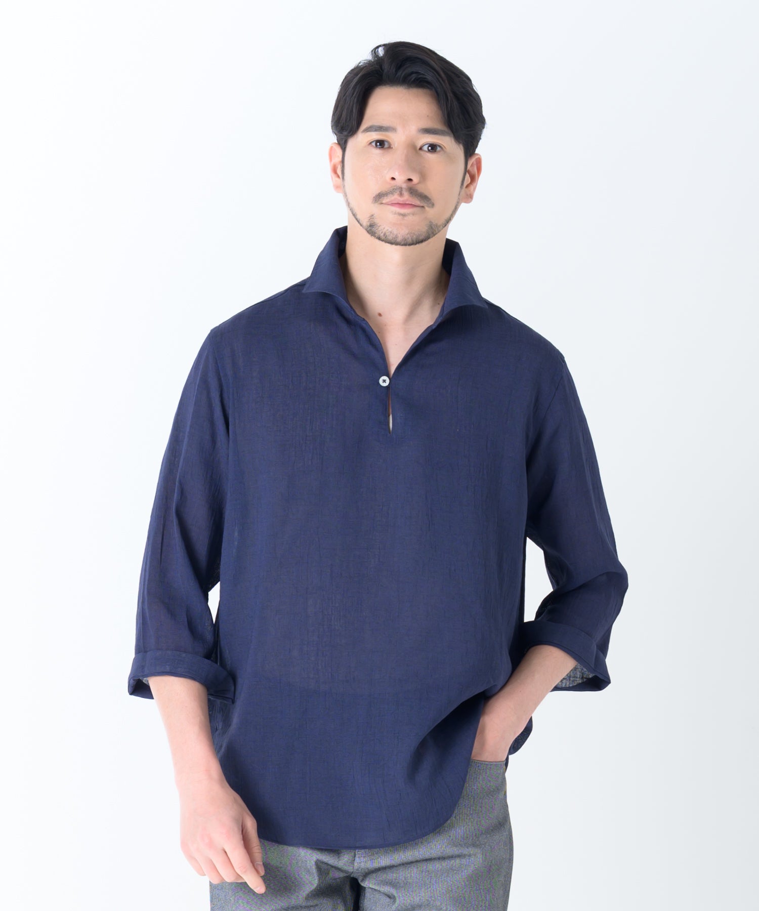【展開店舗限定】 トリアセテート スキッパーシャツ