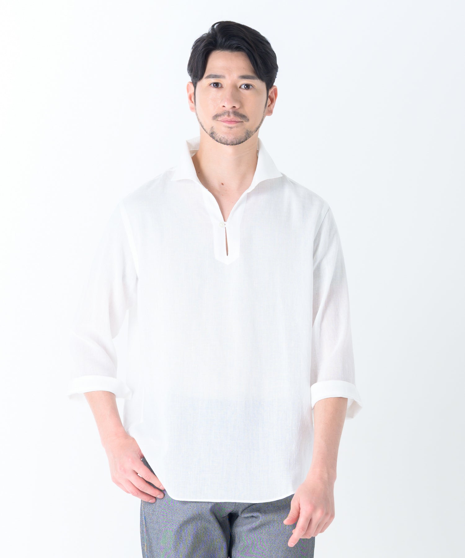【展開店舗限定】 トリアセテート スキッパーシャツ