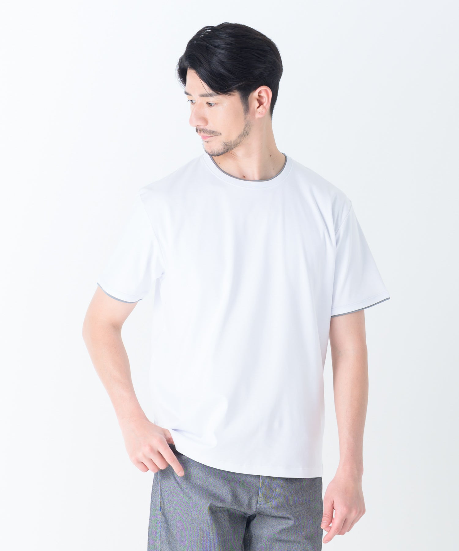 シルケット天竺クルーネックTシャツ