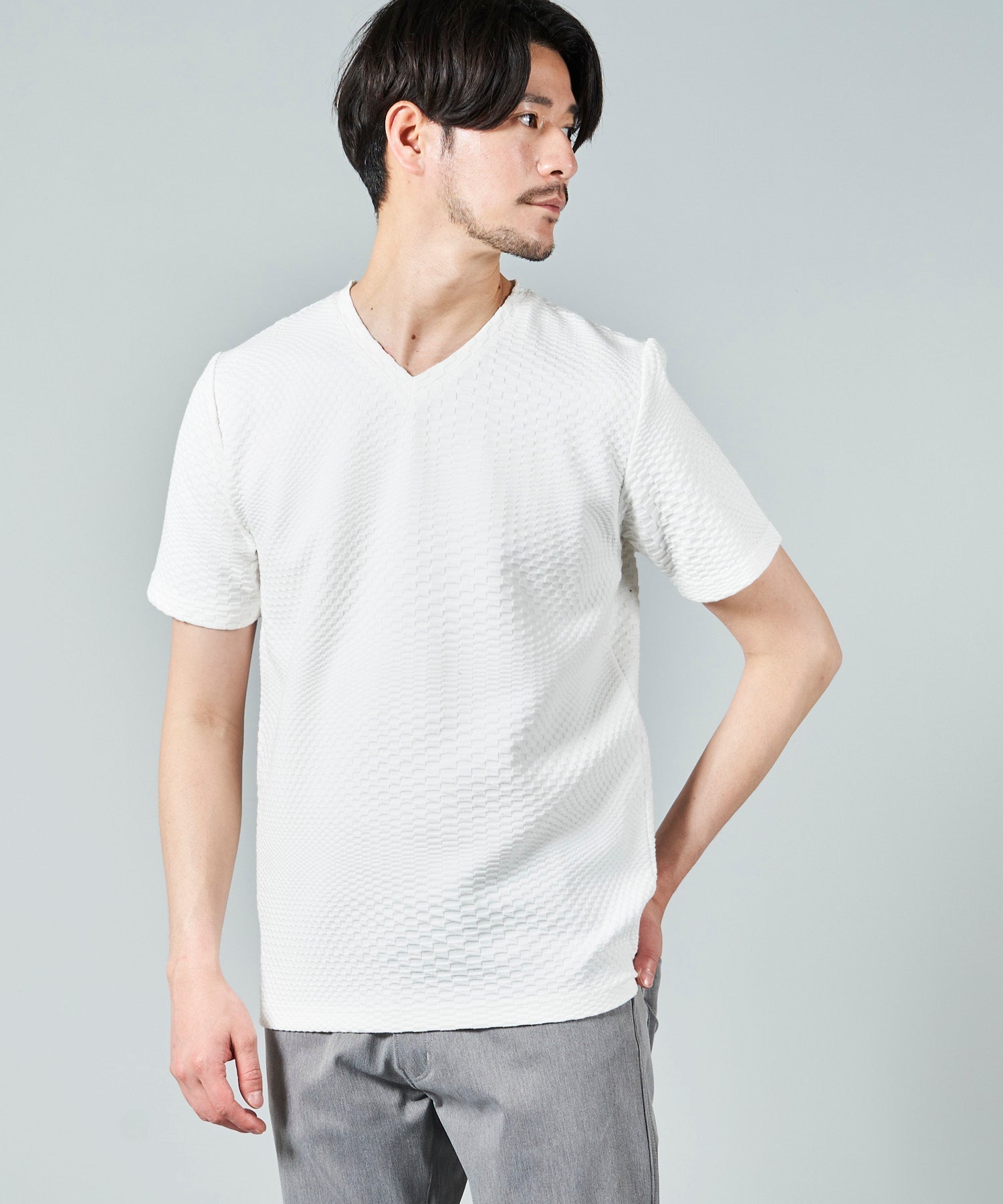 ブリスタージャガードVネックTシャツ