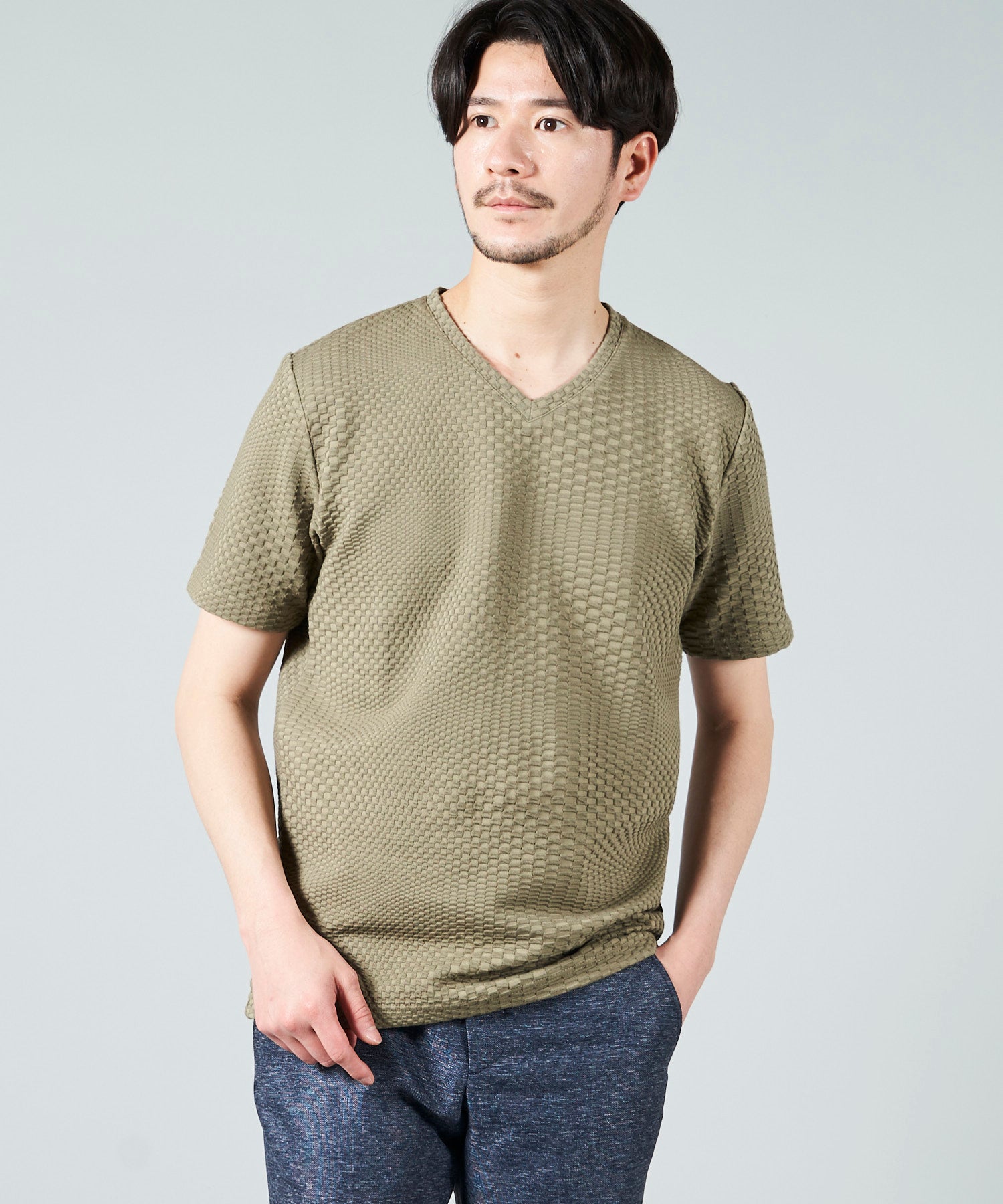 ブリスタージャガードVネックTシャツ
