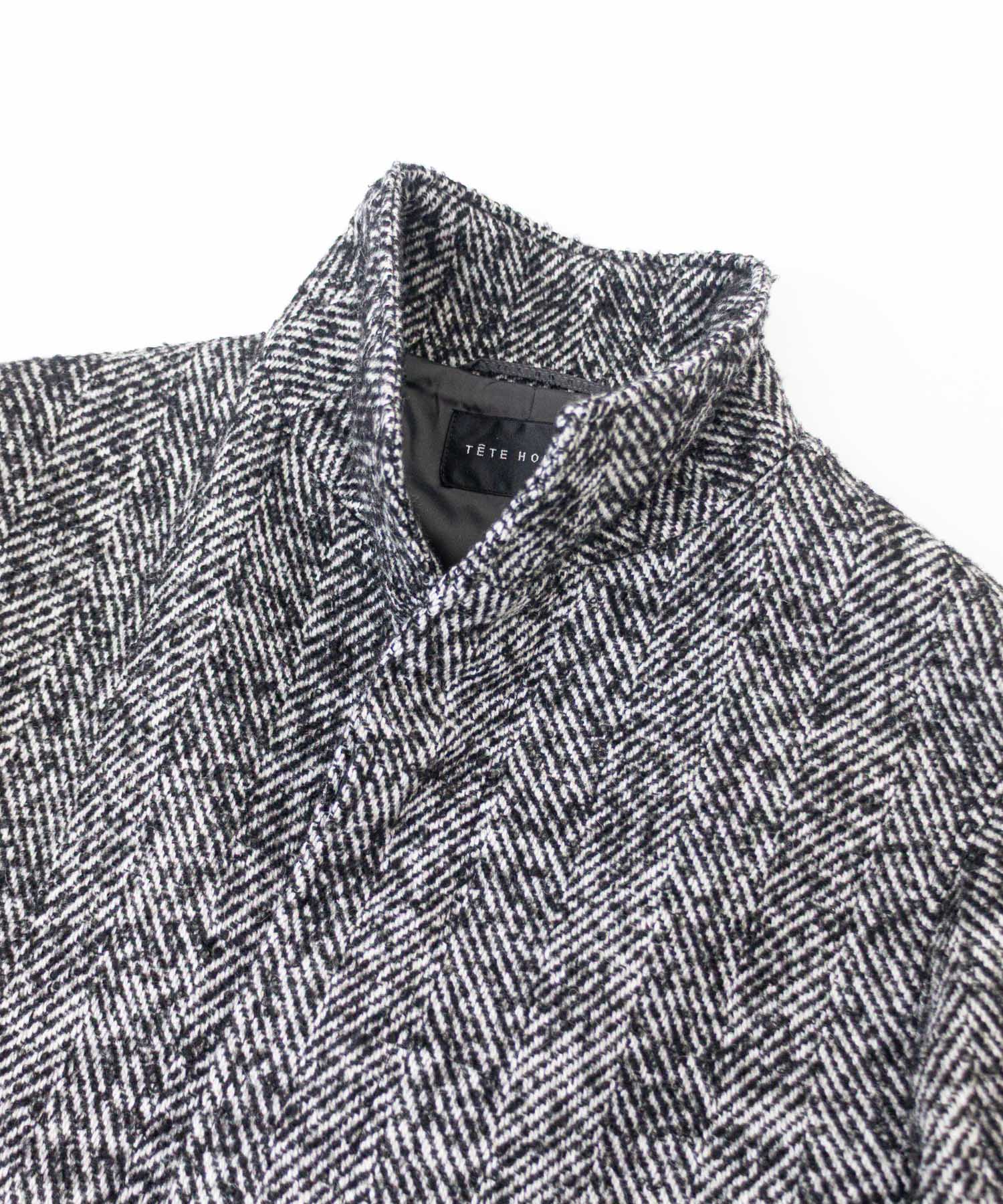 へリンボンスタンドカラーコート