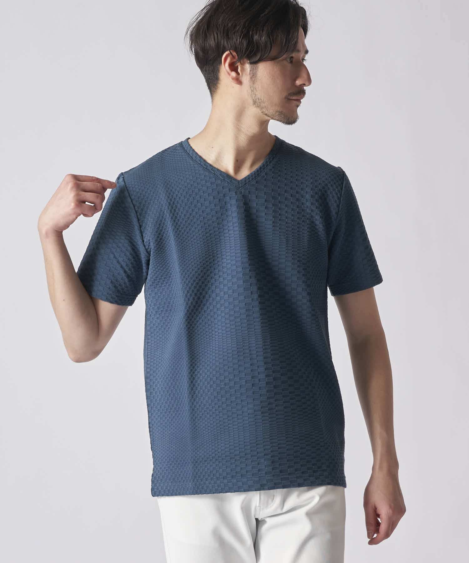 ブリスタージャガードVネックTシャツ