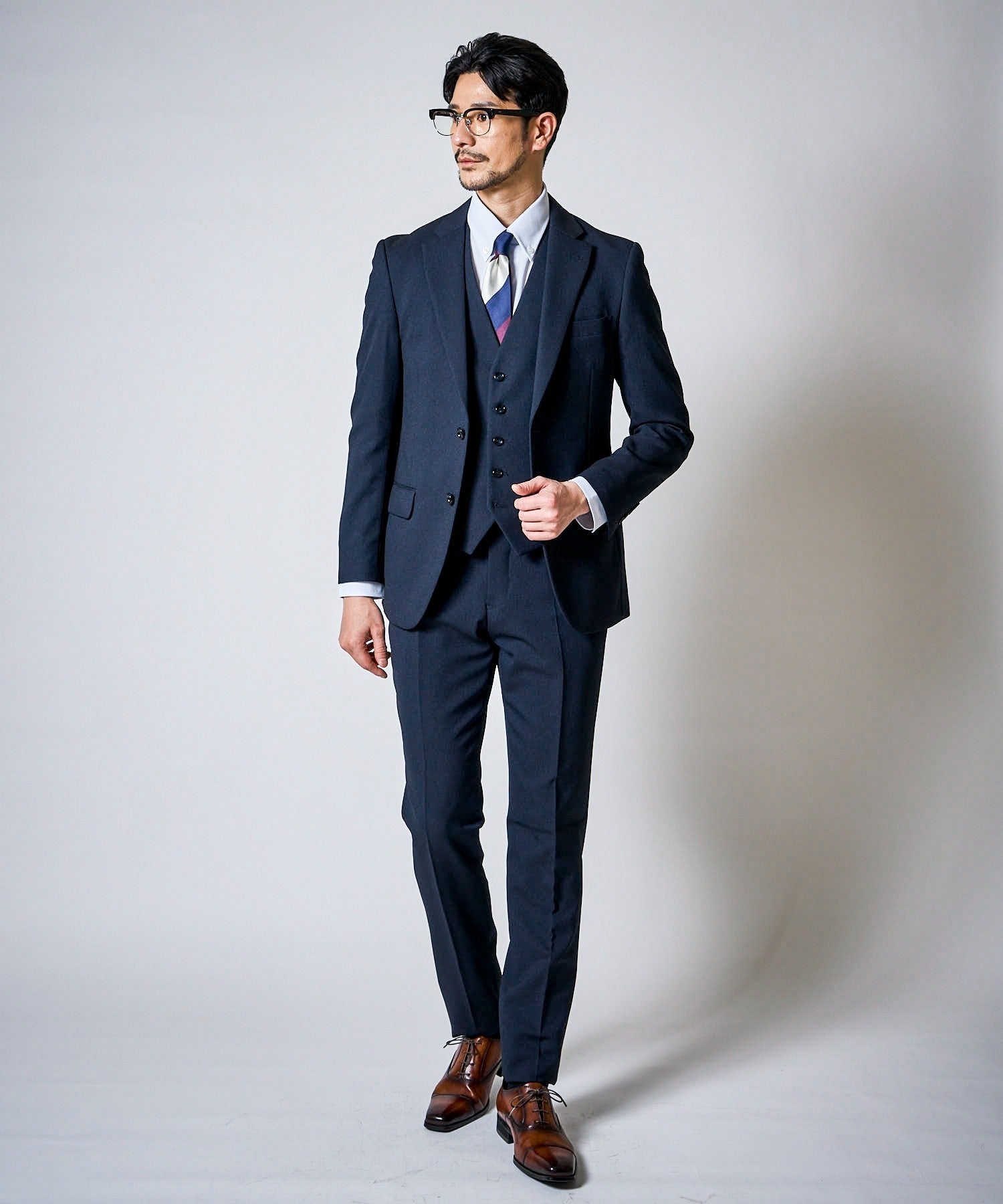 ネイビー系2(織柄) model:177cm 着用サイズ:L