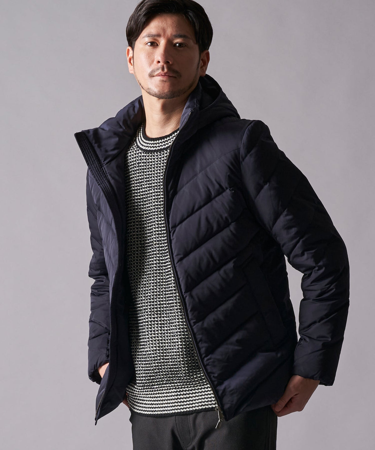 TETE HOMME｜キルティングダウンフードブルゾン メンズ ブルゾン