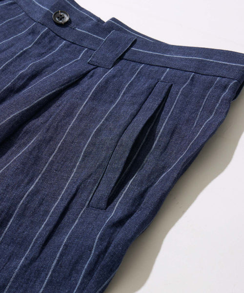 【決算セール】【G-STAGE】ALFA-FI 麻ストライプ柄パンツ