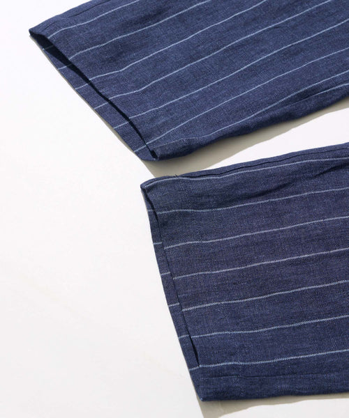 【決算セール】【G-STAGE】ALFA-FI 麻ストライプ柄パンツ