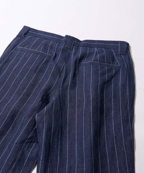 【決算セール】【G-STAGE】ALFA-FI 麻ストライプ柄パンツ