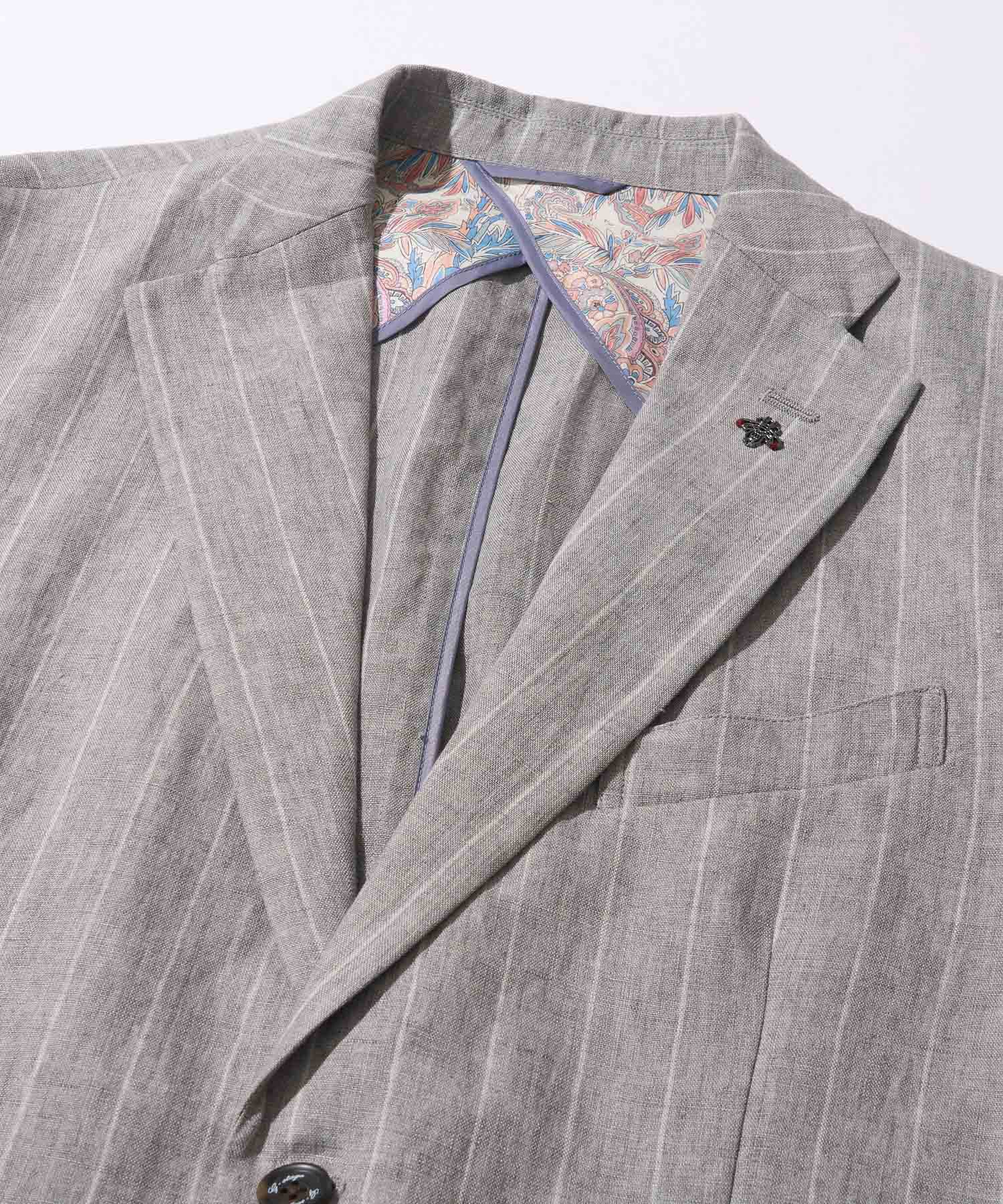 【決算セール】【G-STAGE】ALFA-FI 麻ストライプ柄ジャケット