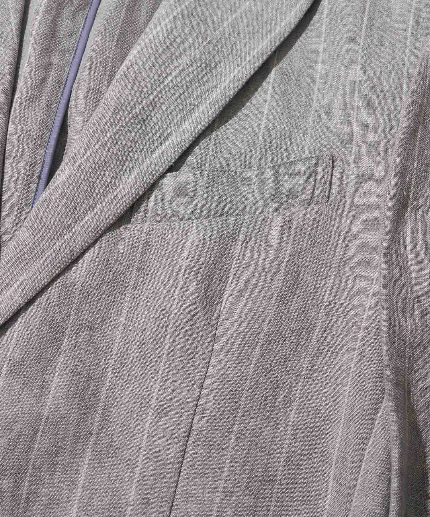 【決算セール】【G-STAGE】ALFA-FI 麻ストライプ柄ジャケット